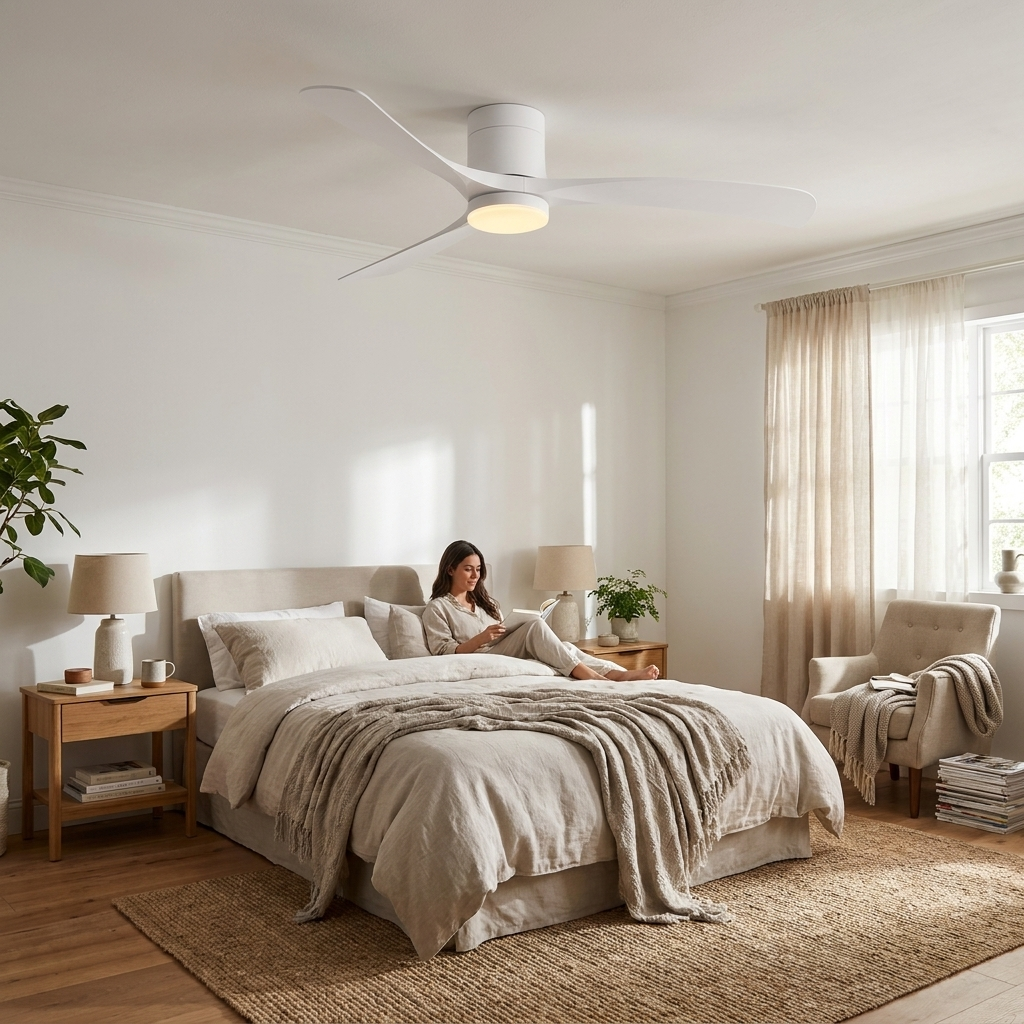 Ceiling Fan with Bedroom Light 96 to 142 cm Quiet Motor 6 Speeds Reversible | Sansoti lifestyle