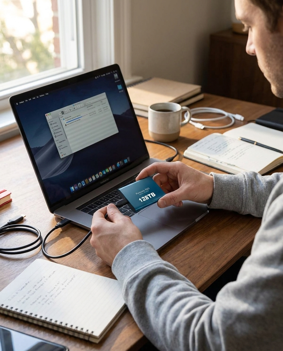 Externe SSD 128TB Ultrasnel USB-C 3.1 Draagbare Harde Schijf Compacte Opslag Universeel Compatibel voor Windows macOS Android Gaming Fotografie Backup Datoverdracht | Sansoti in gebruik