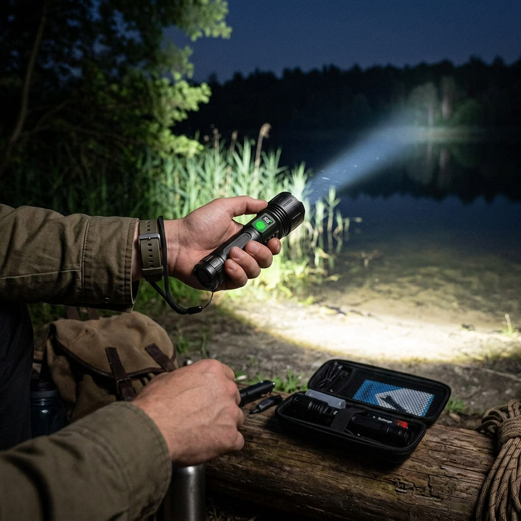 Zaklamp 100000 Lumen LED Tactisch Oplaadbaar Zoombaar Powerbank IPX5 Waterdicht | Sansoti lifestyle