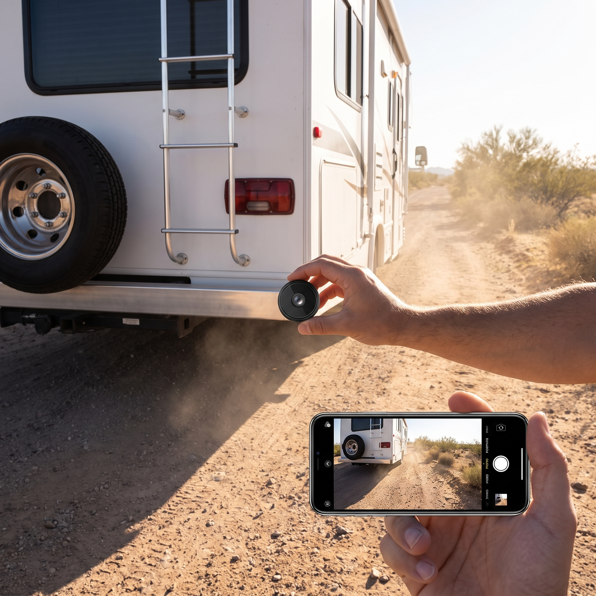 Draadloze Achteruitrijcamera Full HD 720P Zwart met Nachtzicht voor Camper, Caravan, Aanhanger, Vrachtwagen met App-Bediening en Magnetische Houder | Sansoti lifestyle