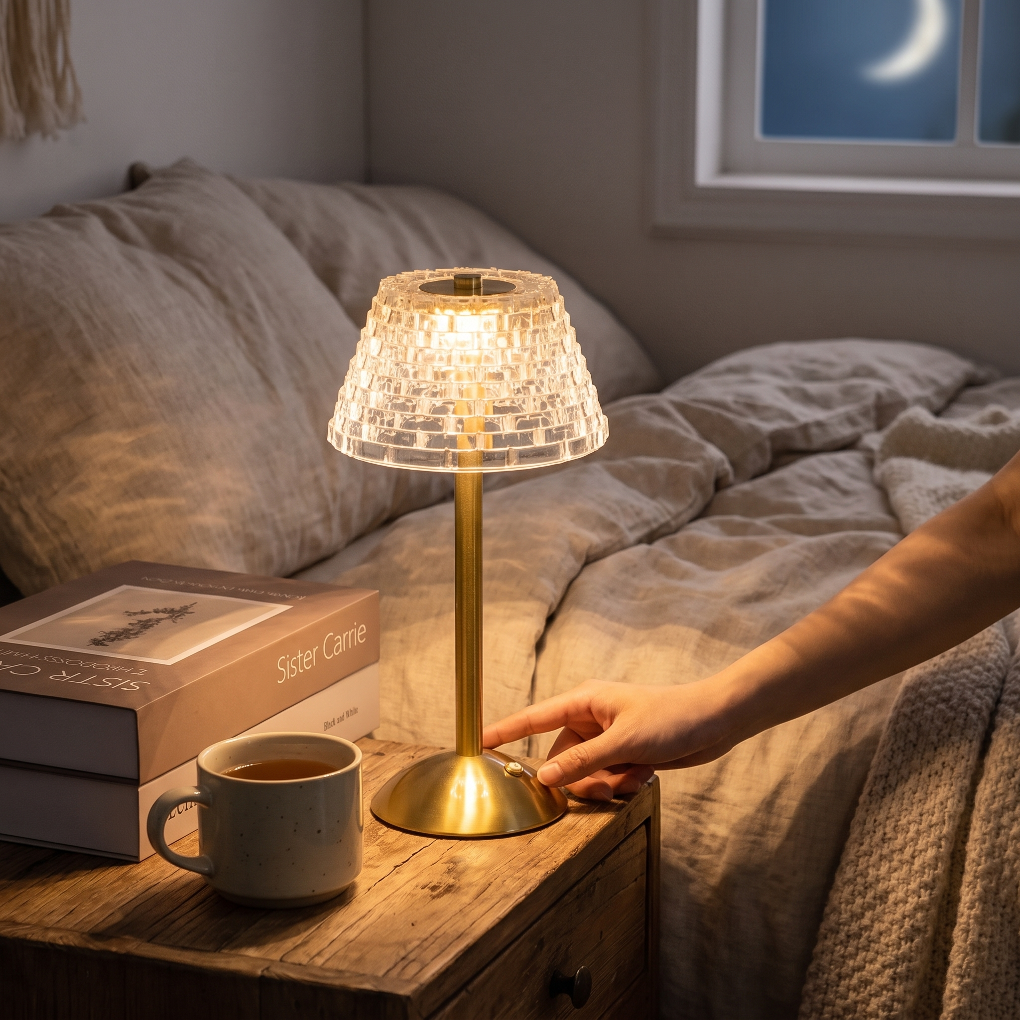 Draadloze Vintage Tafellamp met Glas – Oplaadbare Sfeerverlichting voor Woonkamer & Slaapkamer lifestyle