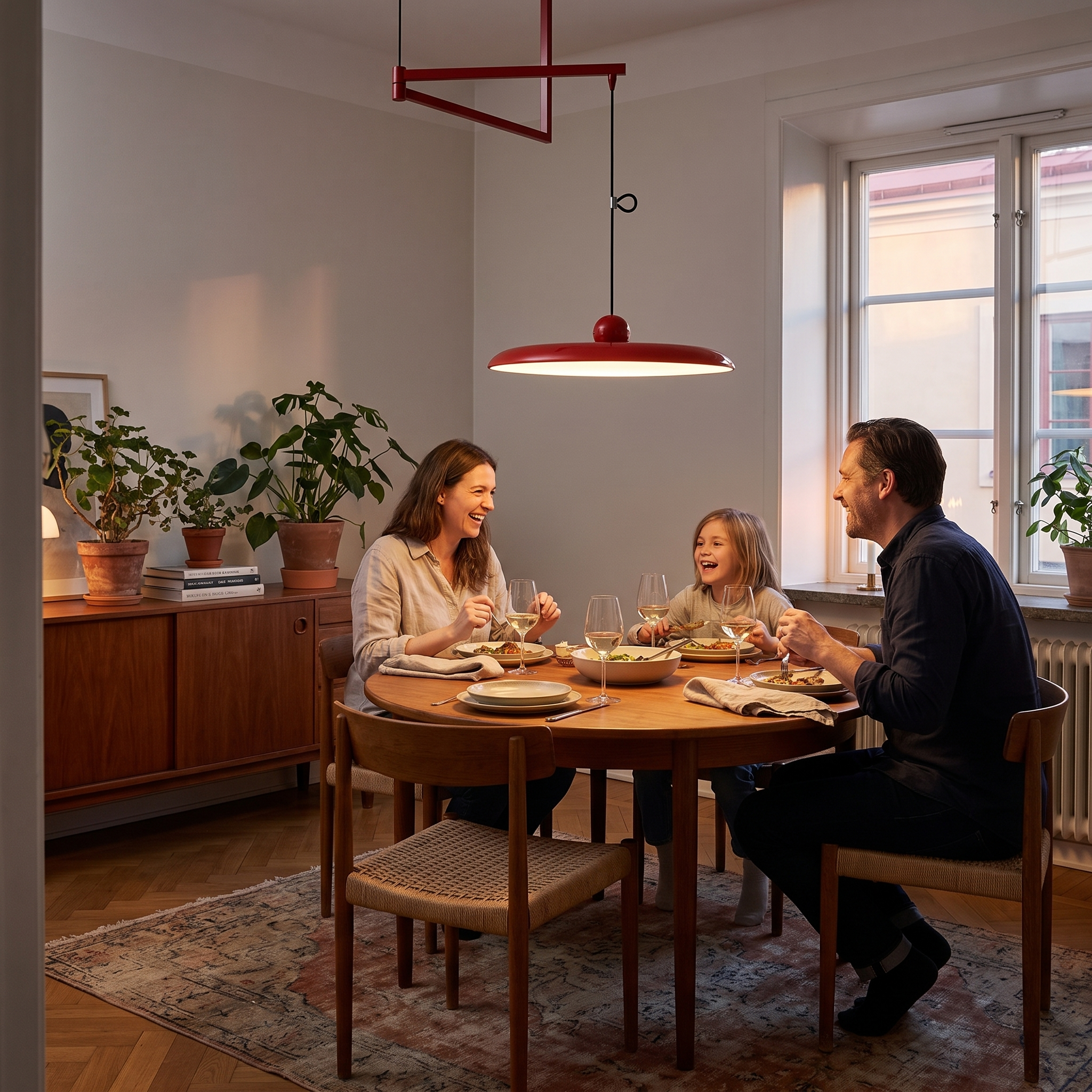 Hanglamp Verstelbaar Metaal Acryl Rood Groen Beige Rond Industrieel Woonkamer Eetkamer lifestyle