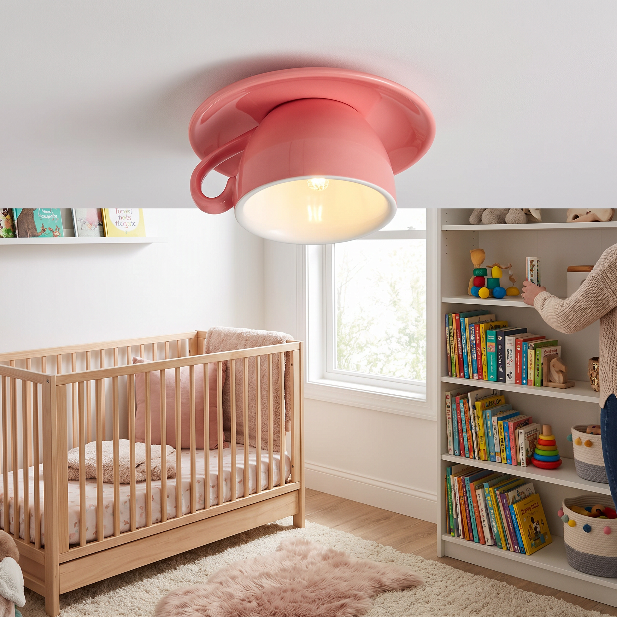 Plafondlamp Keramiek Koffiekop Vorm LED Blauw Roze Geel Slaapkamer Woonkamer Speels Design lifestyle