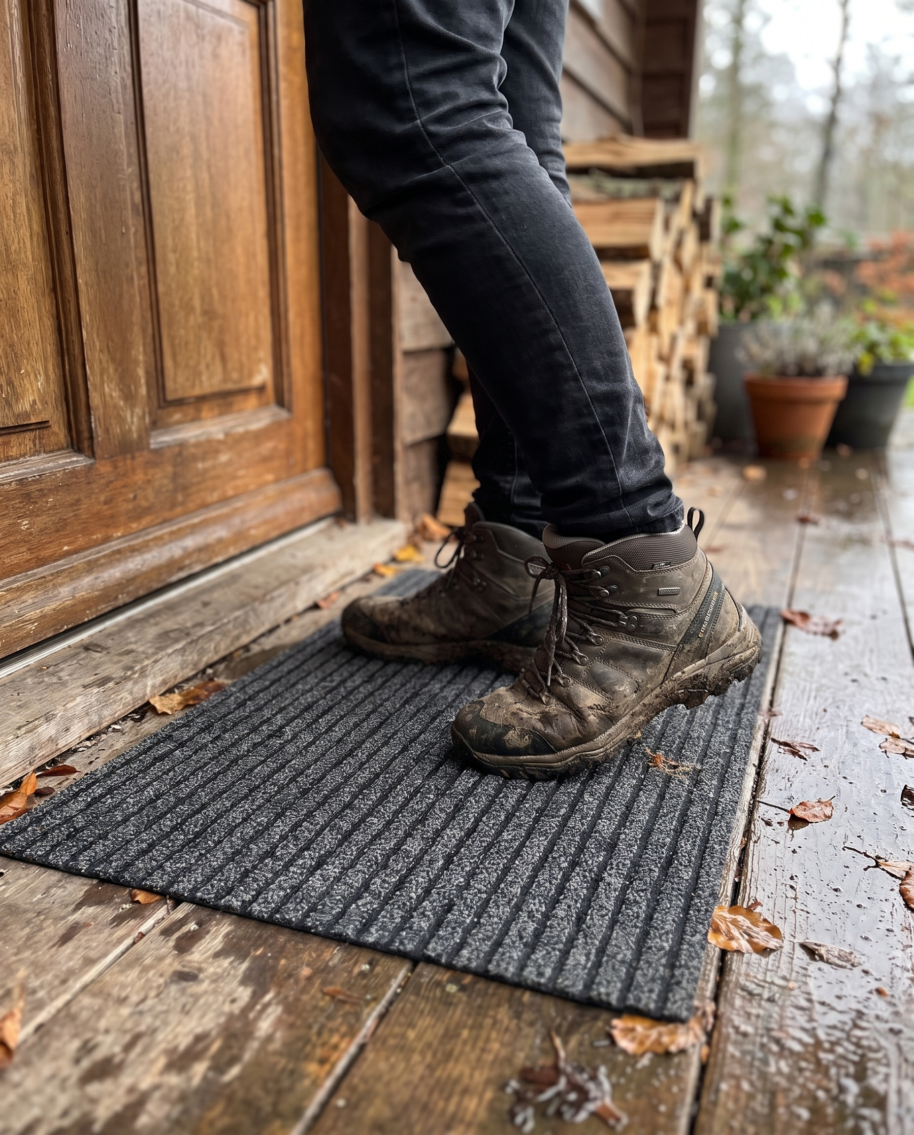 Deurmat Buiten Weerbestendig Antislip Tegen Vuil En Regen in gebruik