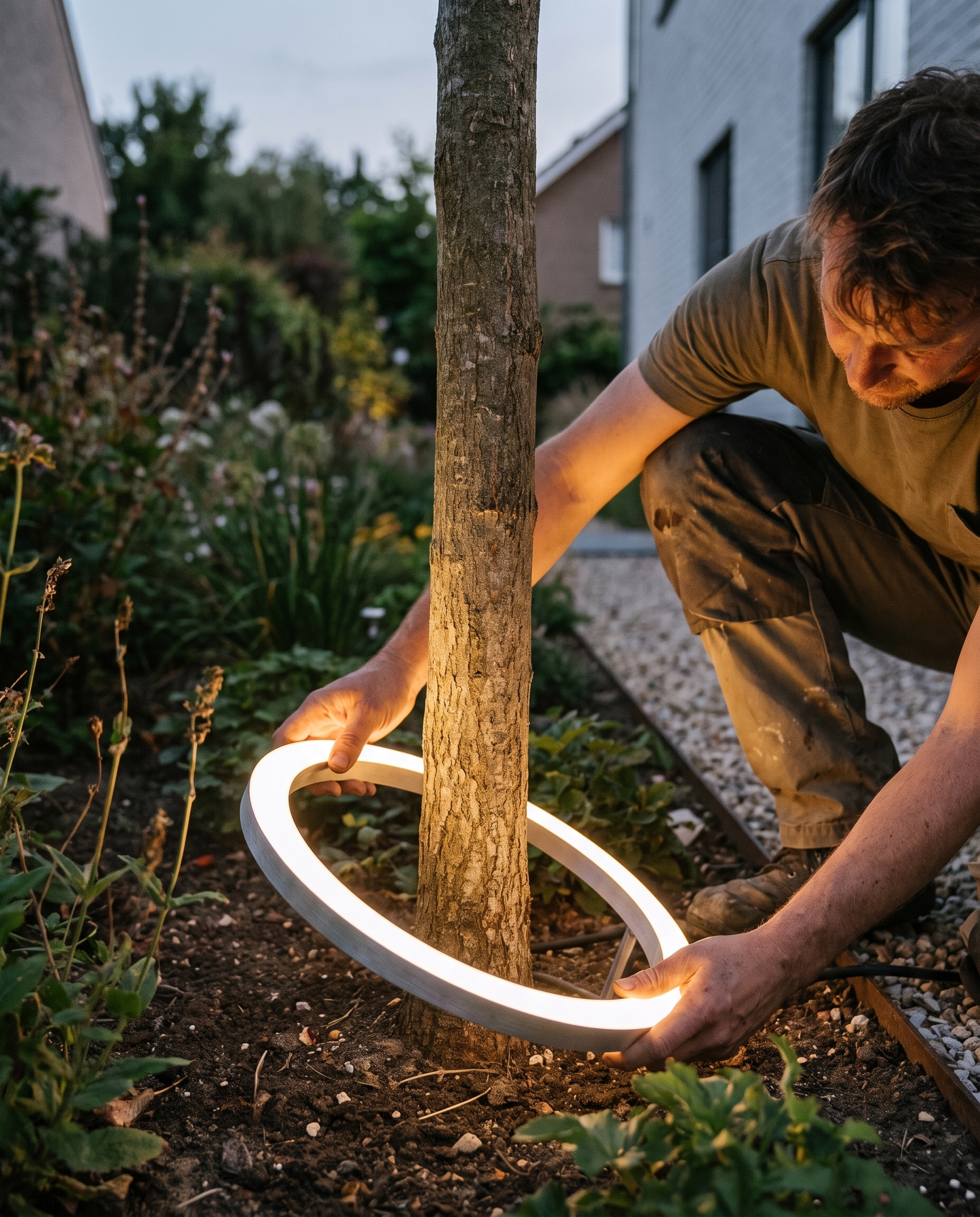 Tuinspot LED Boomverlichting IP65 Aluminium Buitenlamp Warm Wit in gebruik