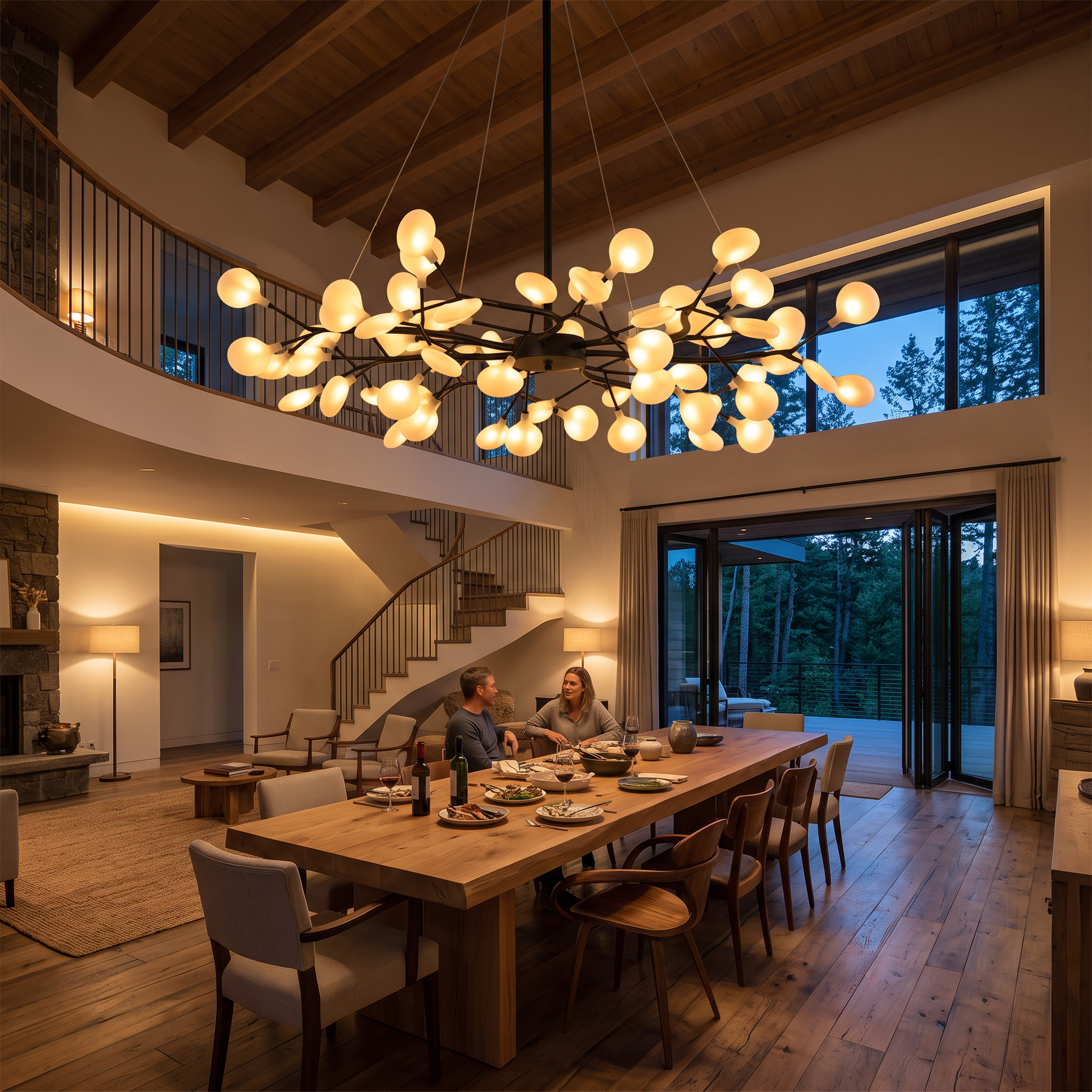 Firefly LED Kroonluchter G4 LED 3000K Zwart/Wit Eettafel Verlichting Modern Design Plafondlamp Grote Ruimte lifestyle