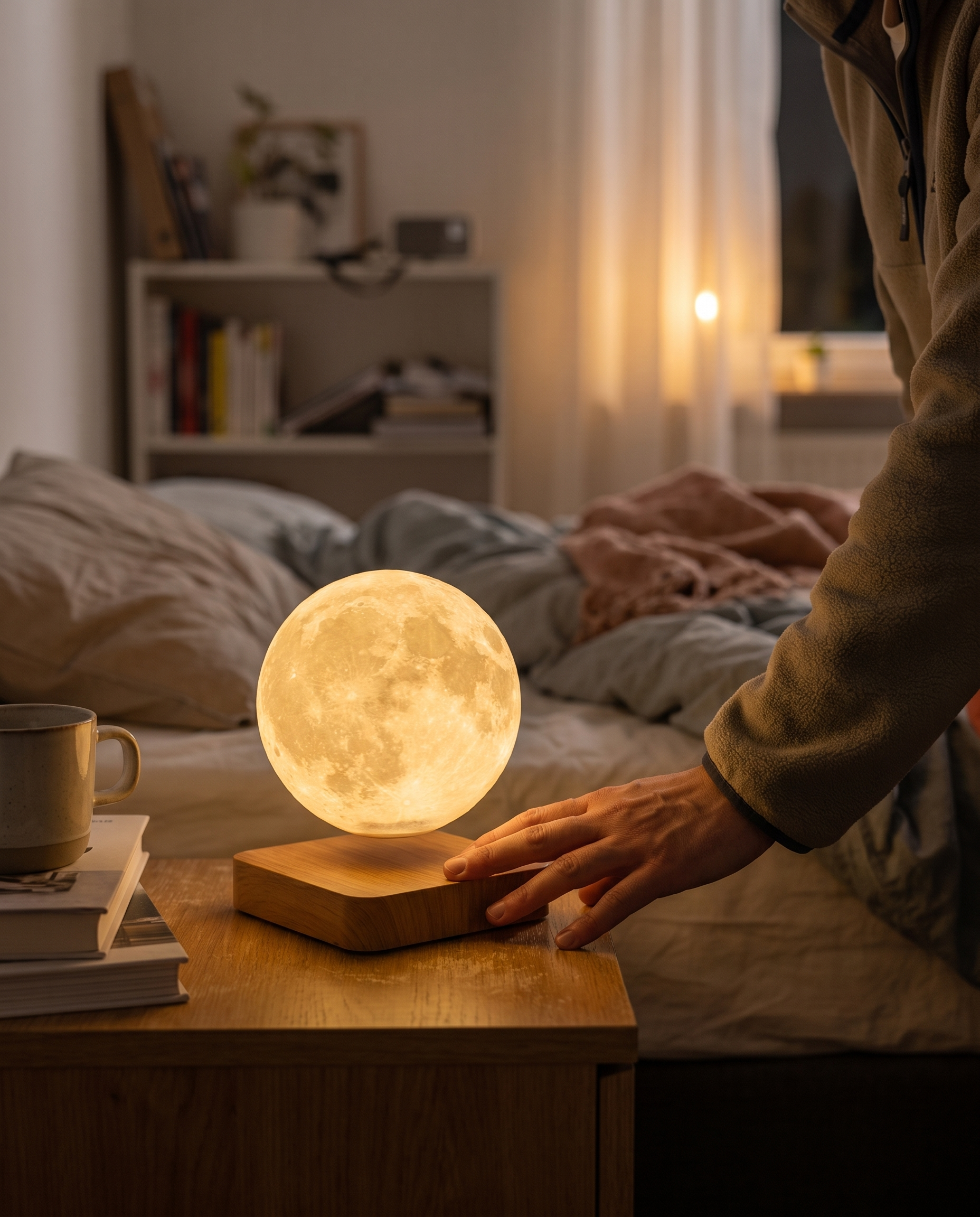 Zwevende Maanlamp LED Draadloos Oplaadbaar Dimbaar Slaapkamer Nachtlamp Maan Sfeerverlichting Bureaulamp Kinderen in gebruik