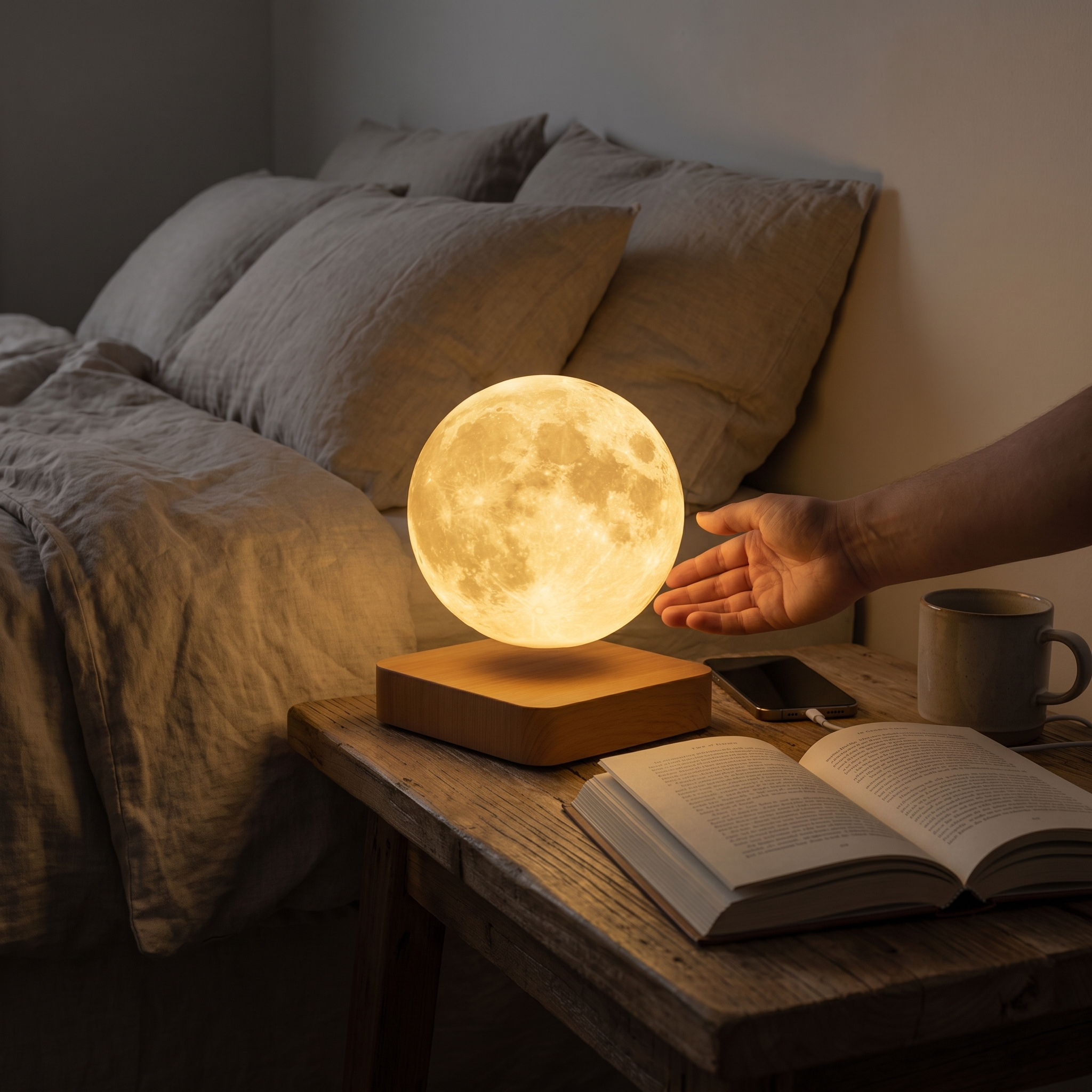 Zwevende Maanlamp LED Draadloos Oplaadbaar Dimbaar Slaapkamer Nachtlamp Maan Sfeerverlichting Bureaulamp Kinderen lifestyle