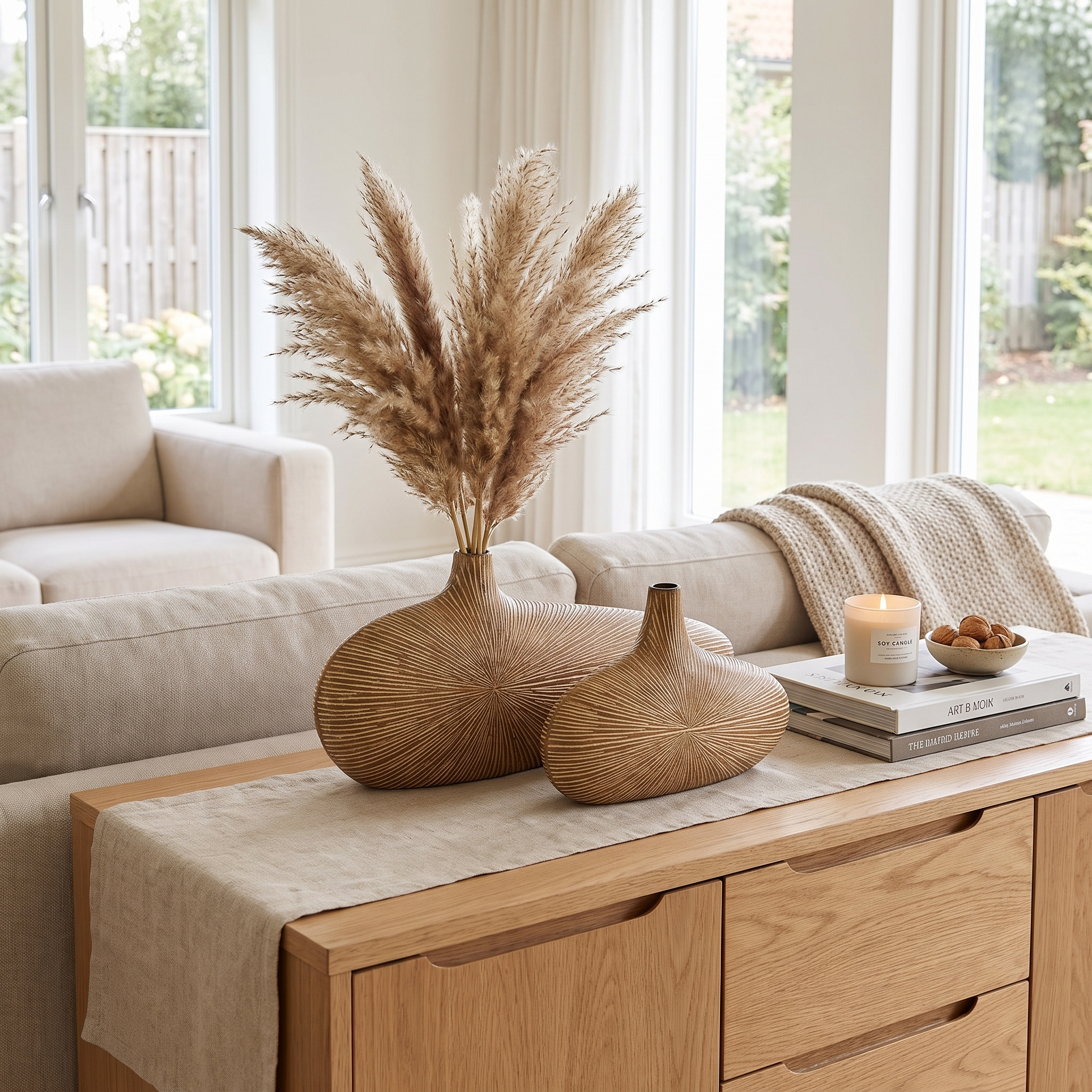 Organische Houten Schaalvaas Medium 21x36cm Scandinavische Woondecoratie lifestyle