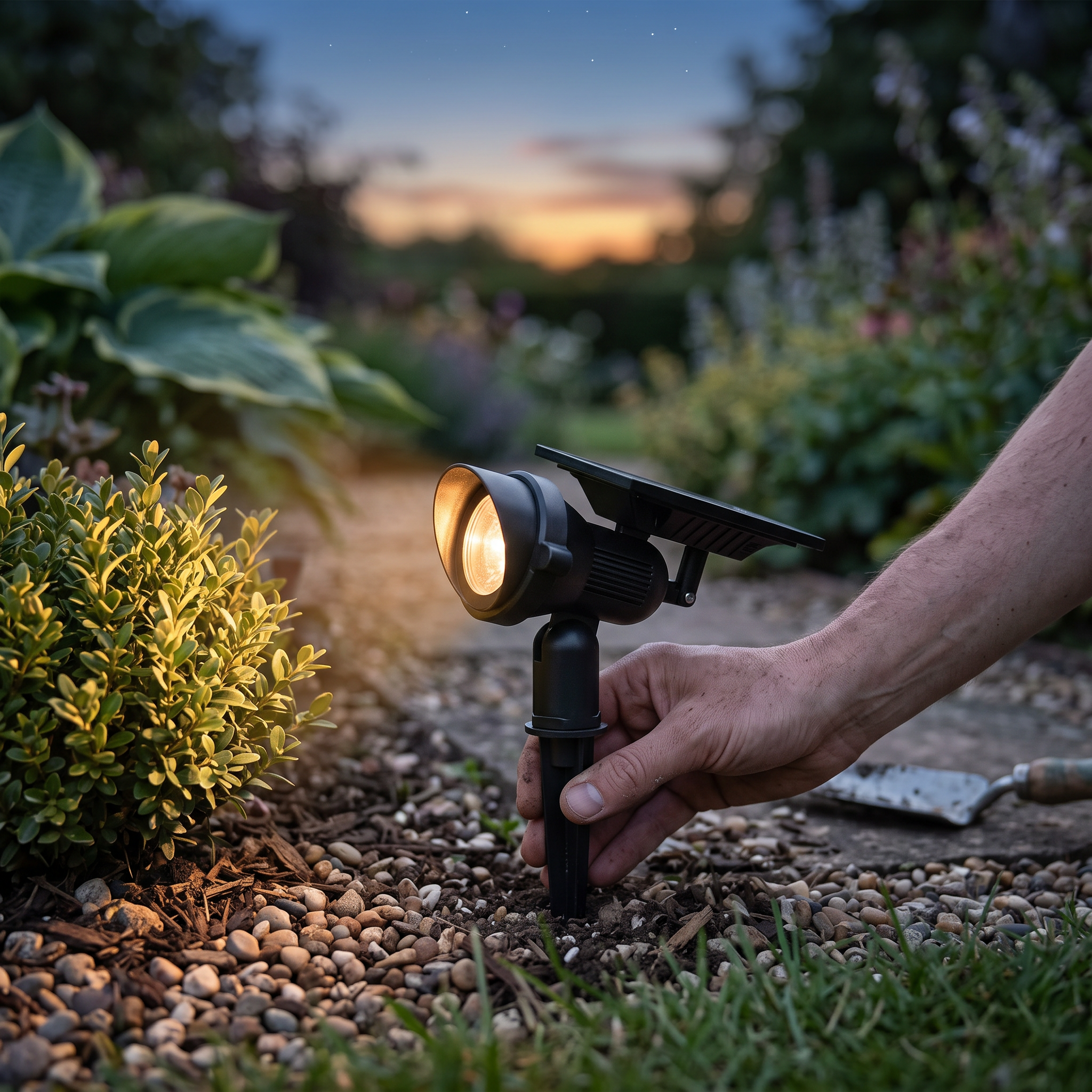 Solar Tuinspot LED RGB Buitenlamp IP65 Verstelbare Kop Aluminium Gazonverlichting lifestyle