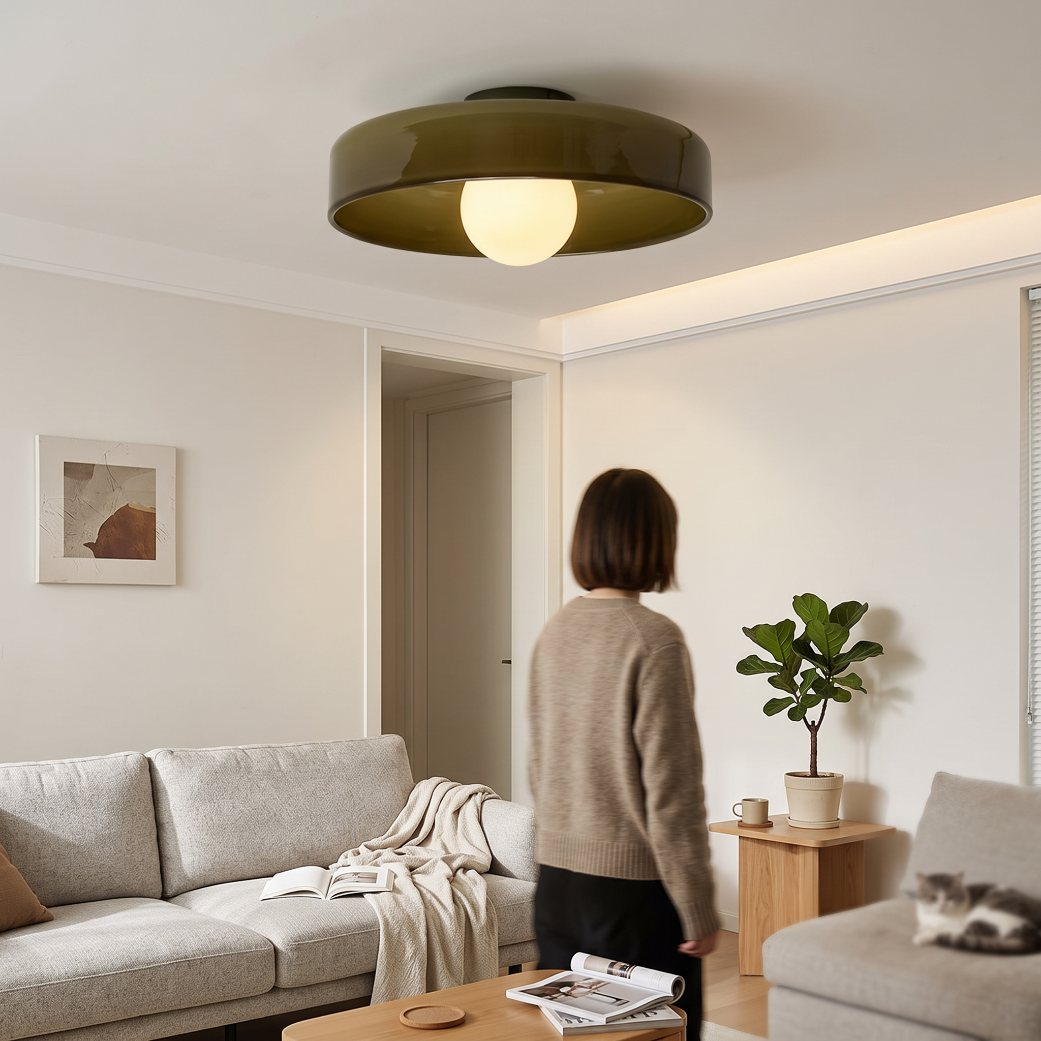 Glazen Plafondlamp Scandinavische Stijl Groen Geel Wit lifestyle