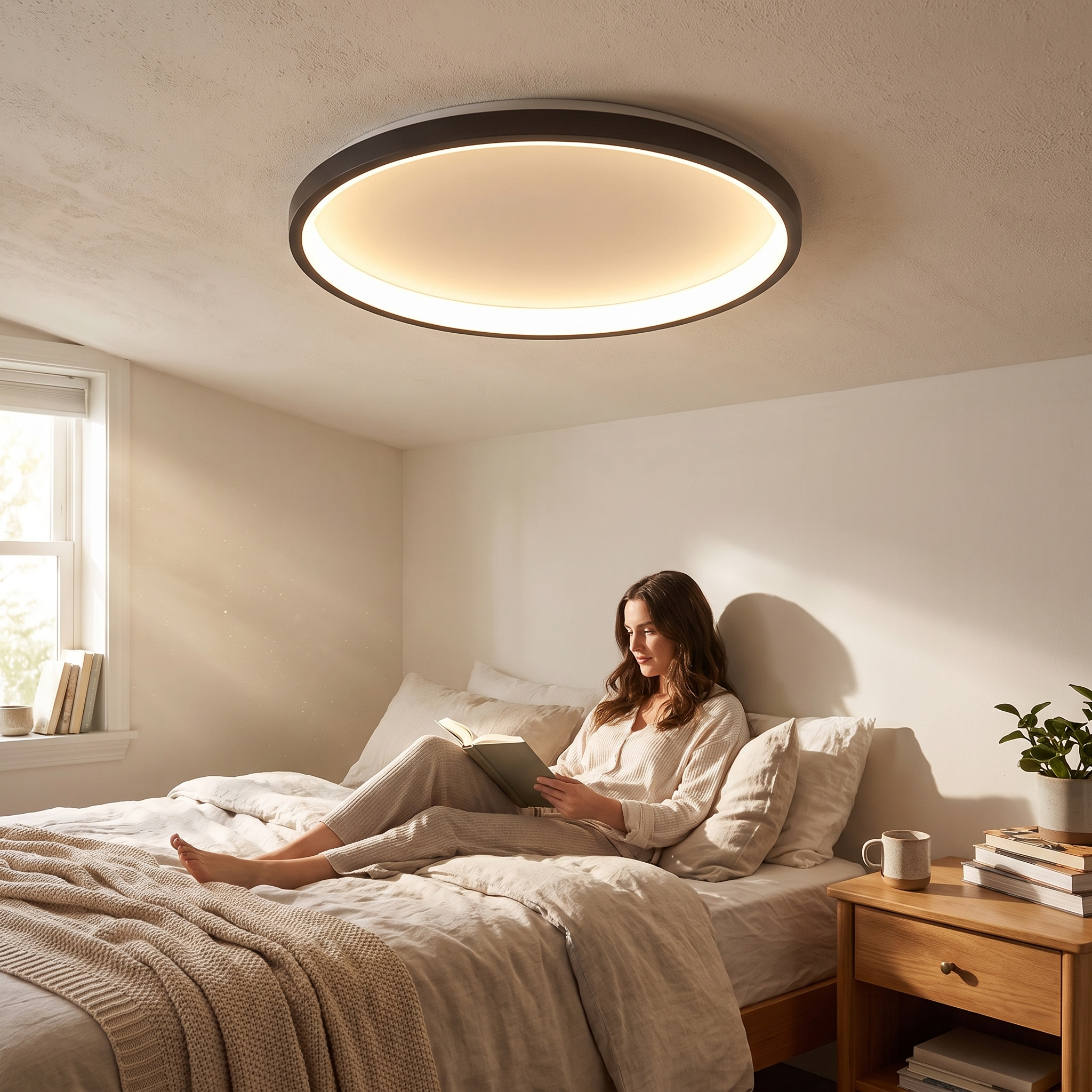 Sansoti | Scandinavische Ronde Plafondlamp – Warm LED Designverlichting lifestyle