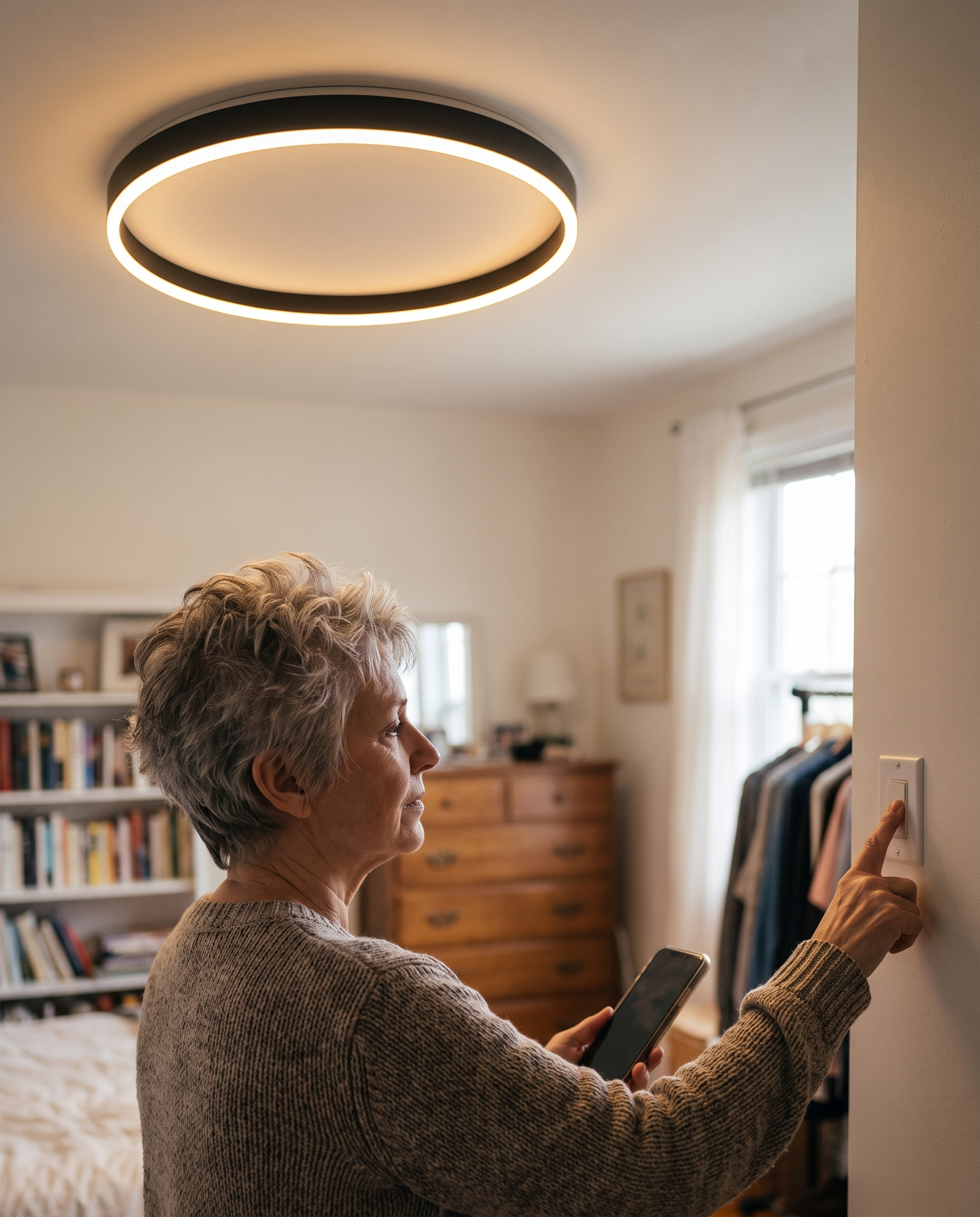 Sansoti | Scandinavische Ronde Plafondlamp – Warm LED Designverlichting in gebruik