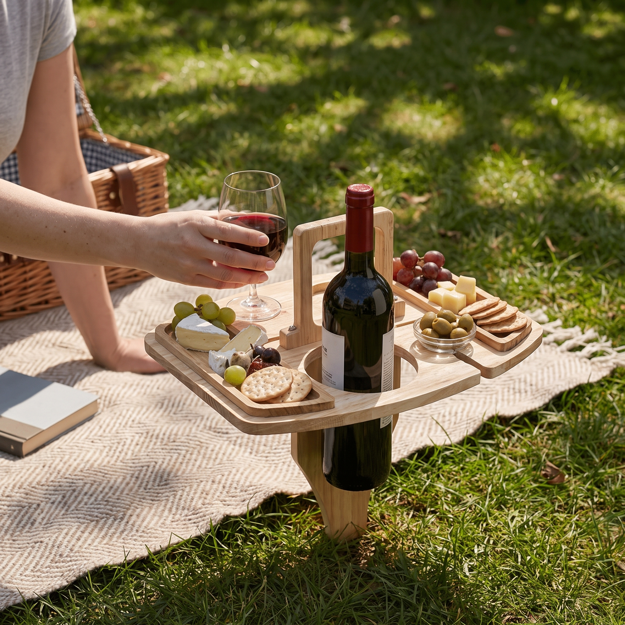 Houten Wijntafel voor Picknick & Aperitief lifestyle