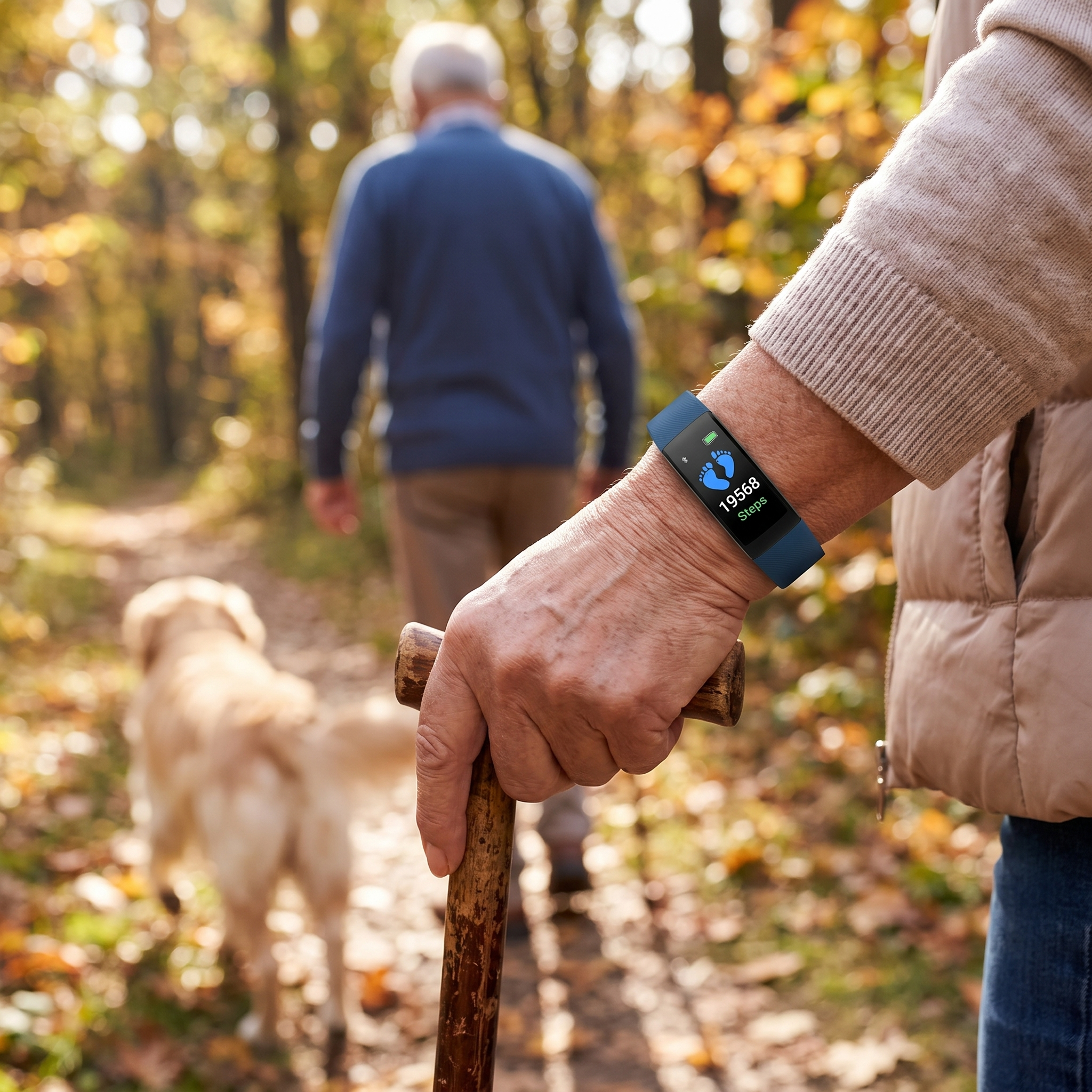 Smartwatch voor senioren met hartslagmeter en stappenteller lifestyle