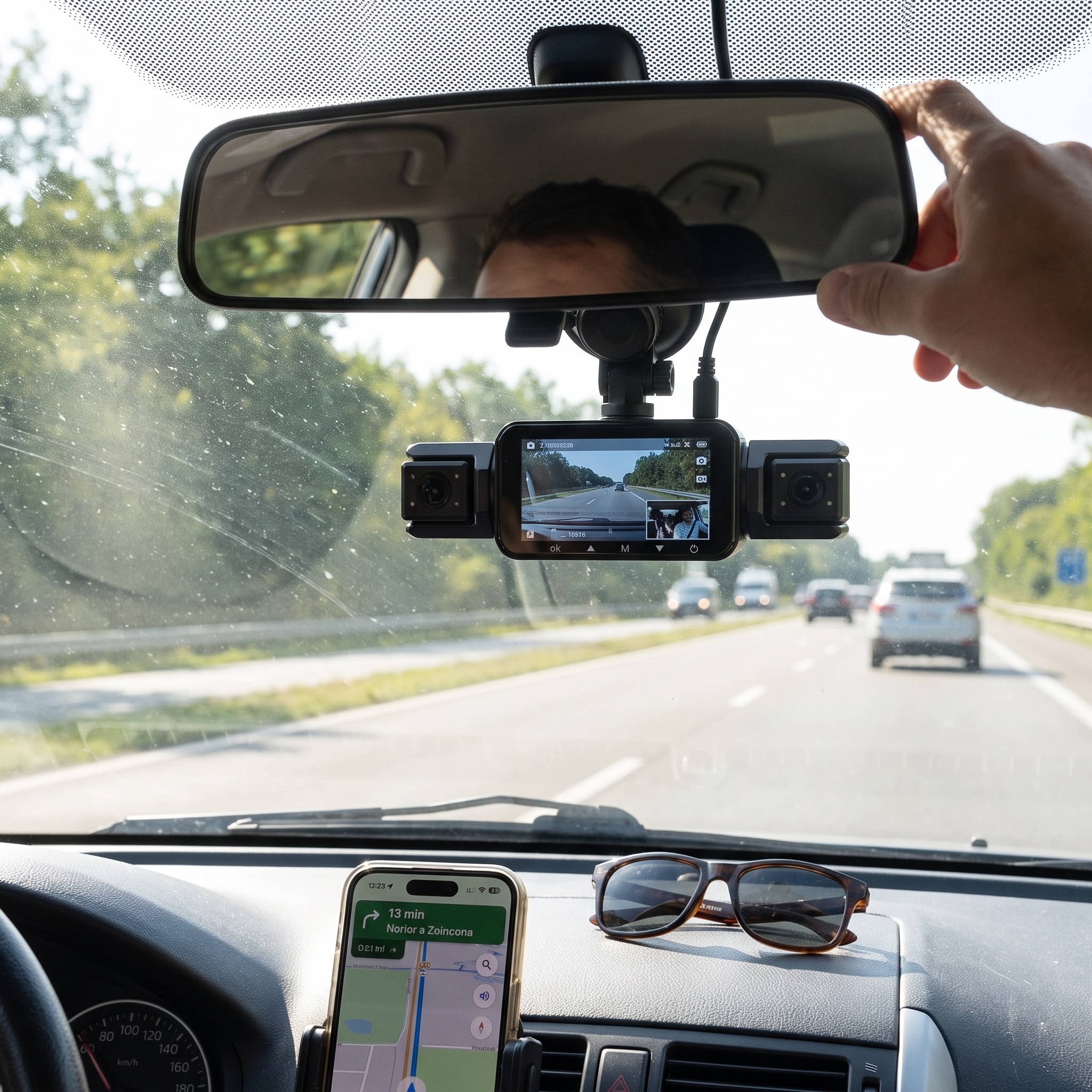Kabelloses Dashcam-System mit 4 Kameras, Nachtsicht und 1920P HD in Alltagssituation
