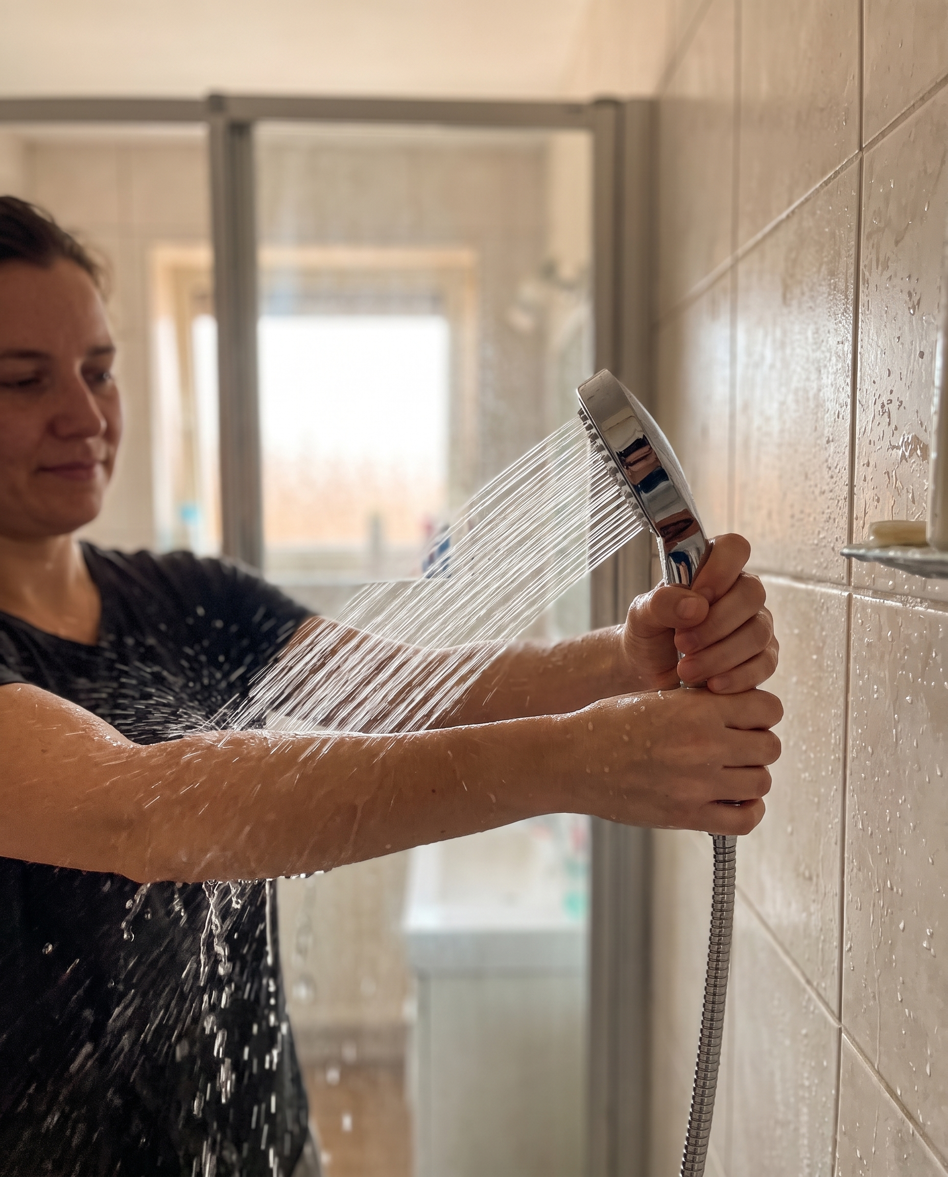 Hochdruck-Duschkopf Turbo Boost Filter integriert Regen Massage Wasserfall in Gebrauch