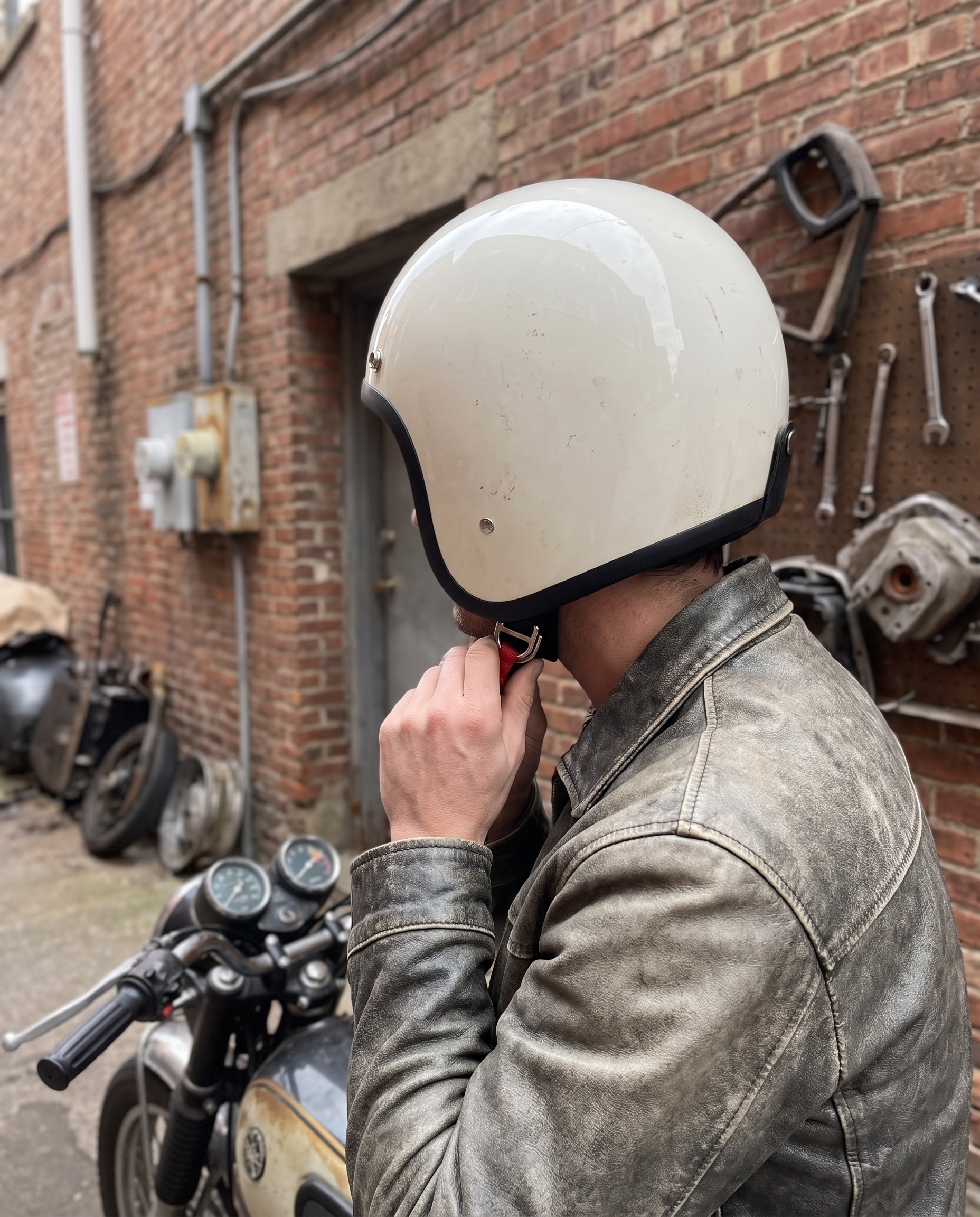 Vintage Low Profile Motorhelm DOT & ECE Gecertificeerd in gebruik