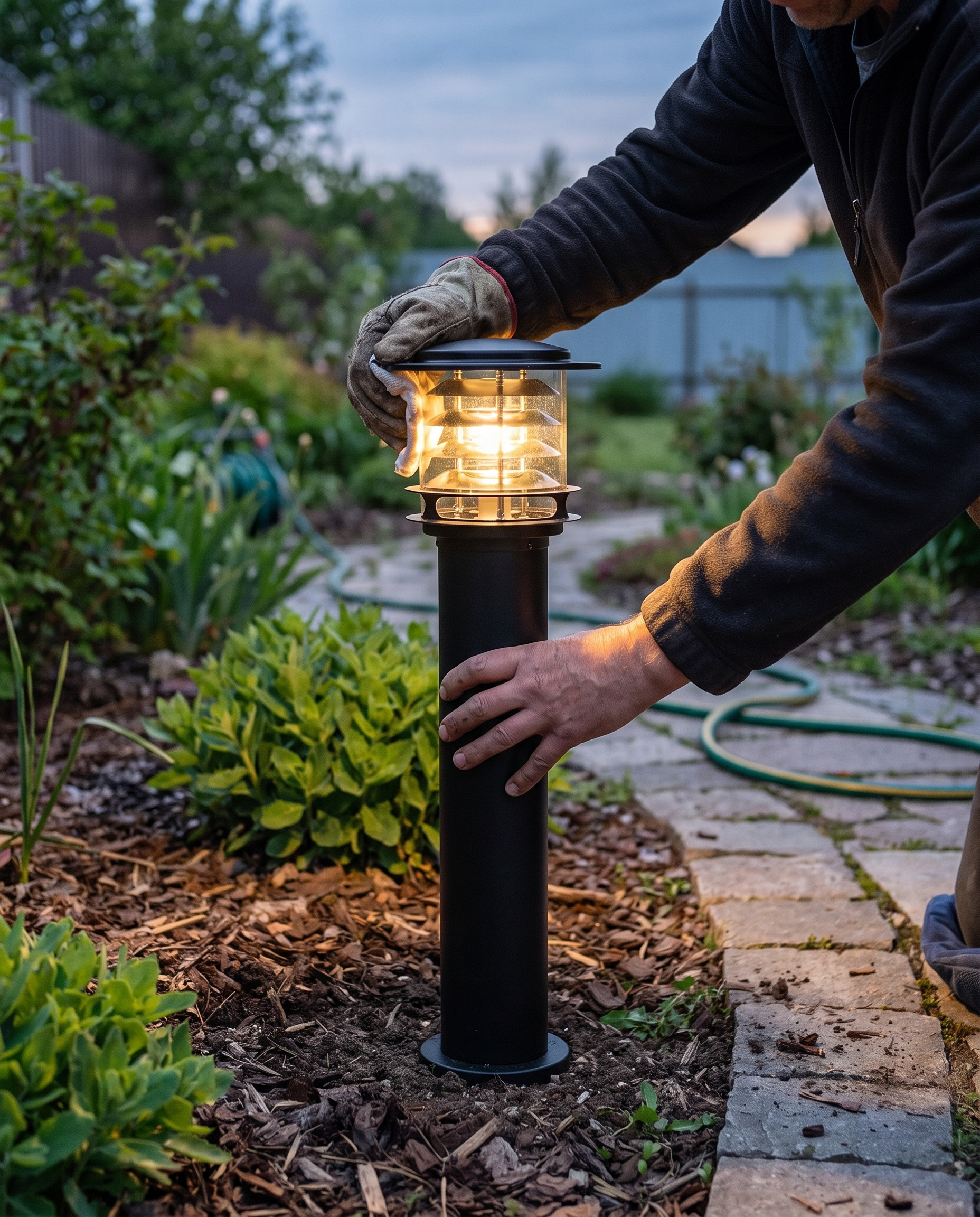 Moderne Waterdichte Buitenlamp Paal Cilinder Led Tuinverlichting IP65 Voor Oprit Pad En Terras | Sansoti in gebruik