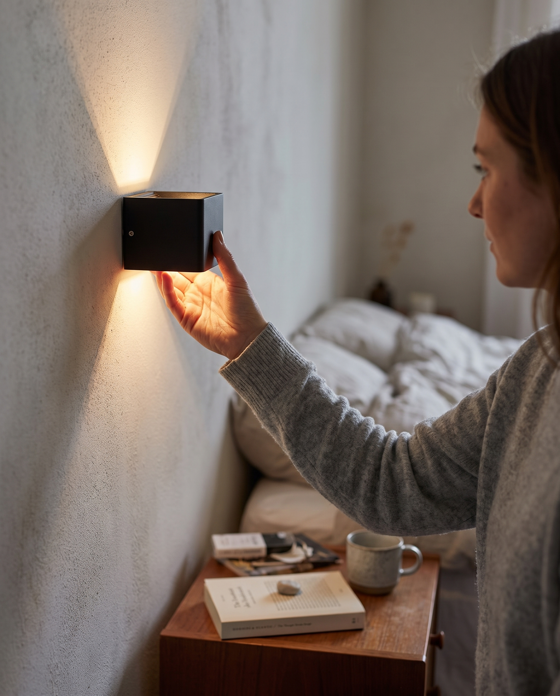 Cubbon Wandlamp LED Aluminium Acryl Zwart/Wit Wandverlichting Binnen Modern Up Down Designlamp Slaapkamer Hal in gebruik
