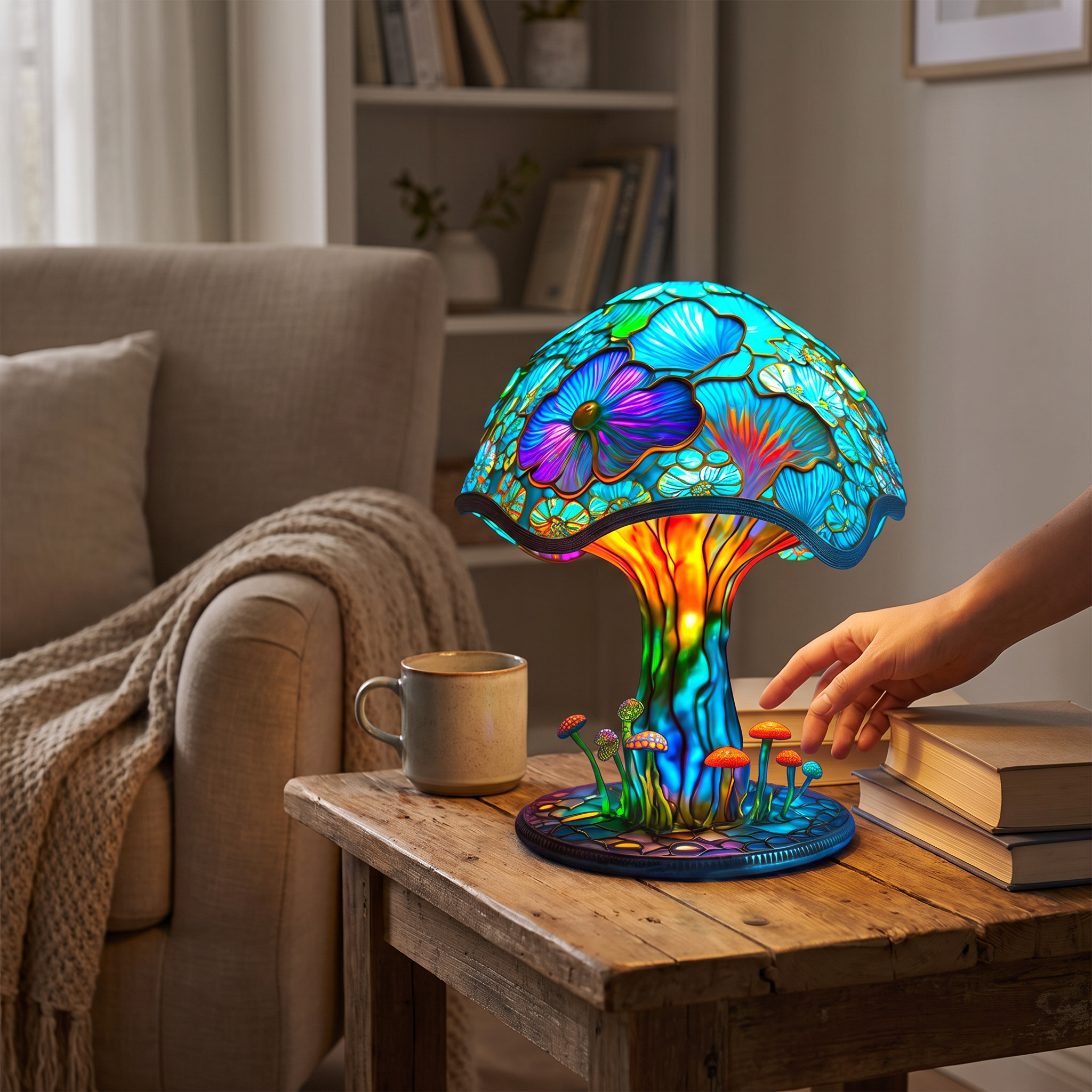 Dimbare Tafellamp met Gebrandschilderd Glas Effect lifestyle