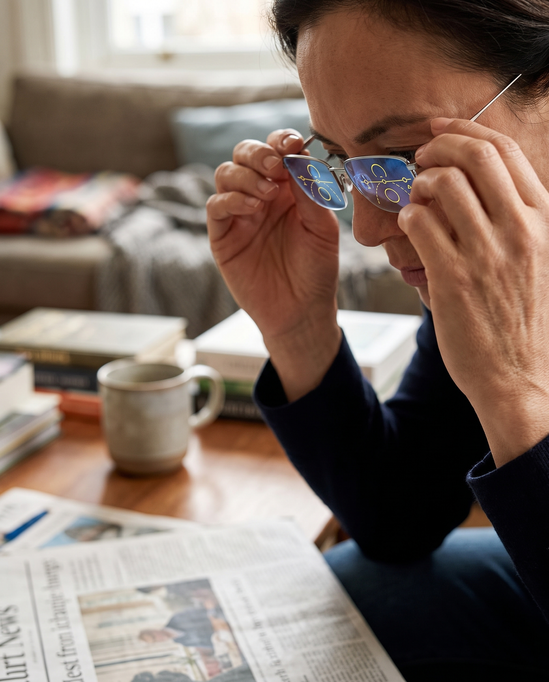 Progressive multifokale Lesebrille in Gebrauch