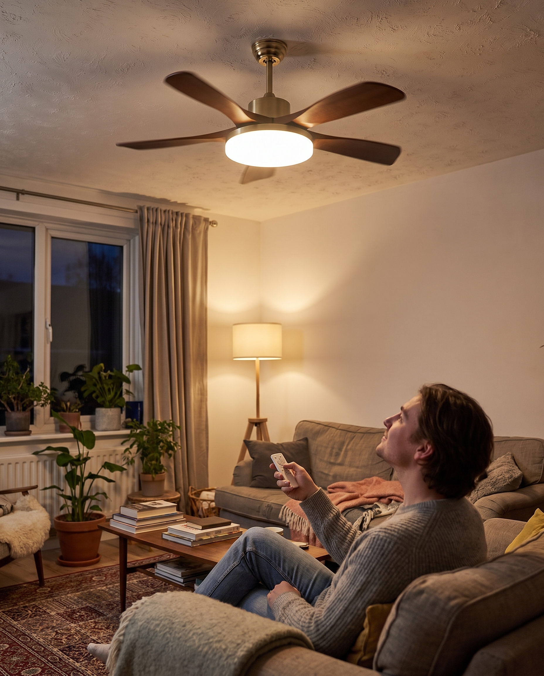 Moderne Plafondventilator met Verlichting 106cm in gebruik