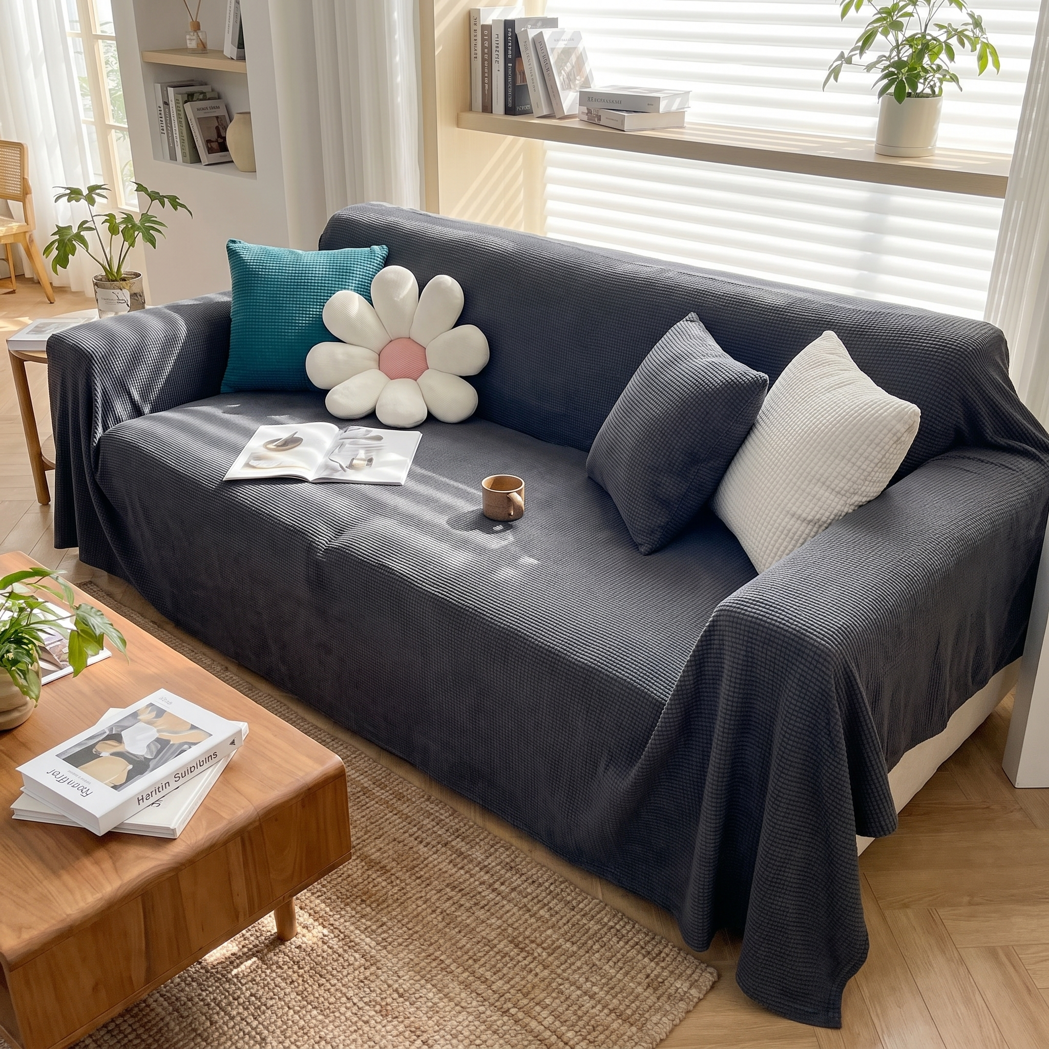 Sofaschutz mit rutschfestem, luxuriösem geripptem Sofabezug – Lifestyle