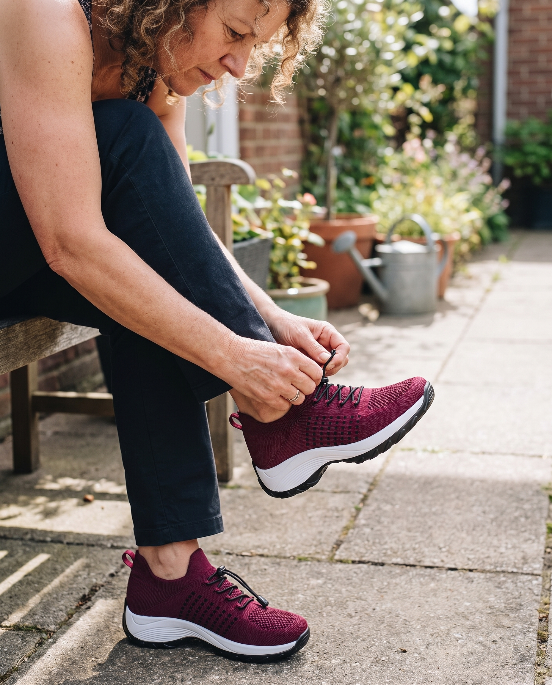 Orthopedic Walking Shoes with Arch Support in use