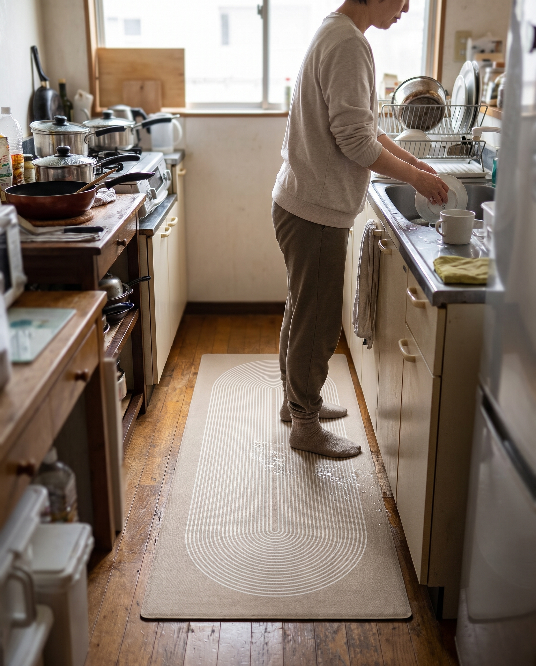 Antislip Keukenmat met Absorberend Oppervlak in gebruik