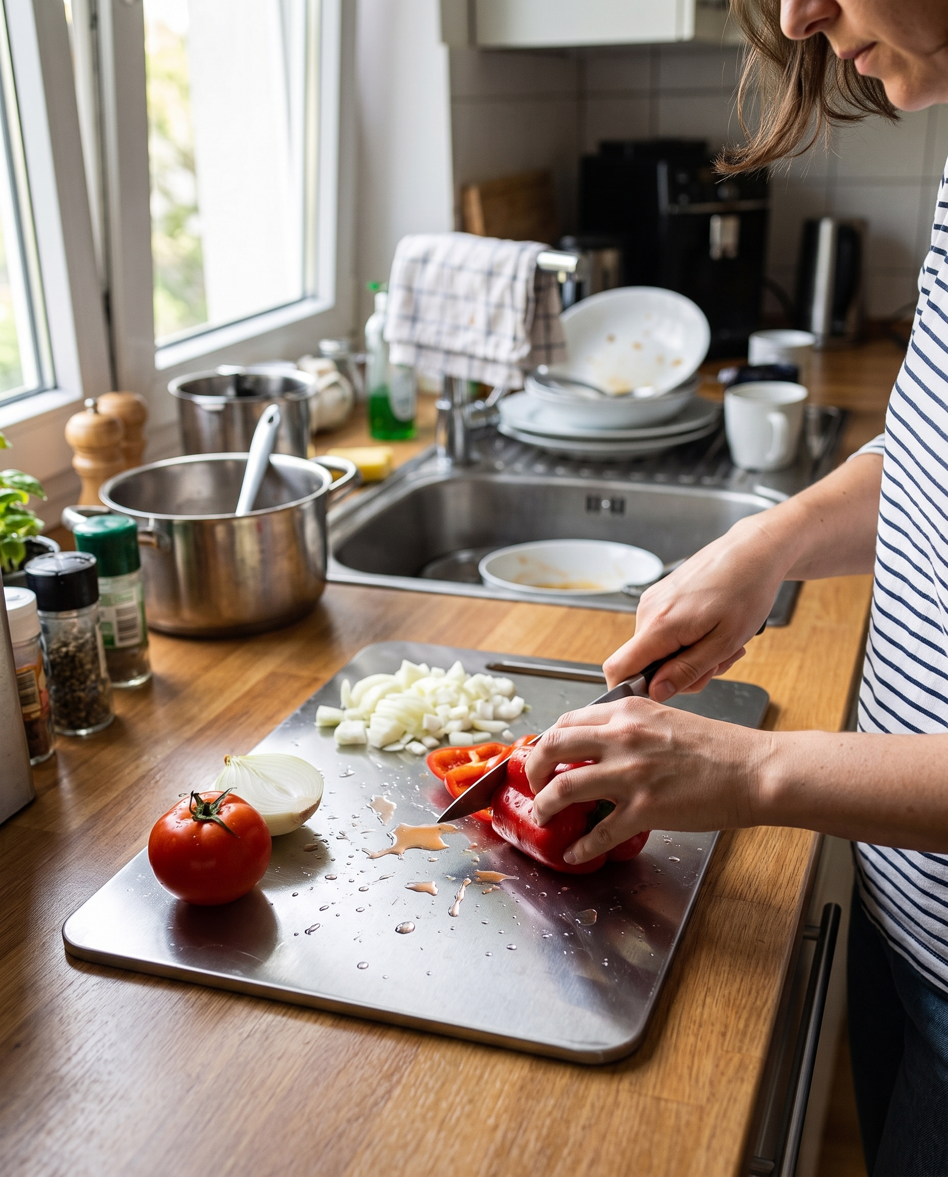 Snijplank Antibacterieel Vaatwasmachinebestendig Messenvrij Duurzaam Keuken in gebruik