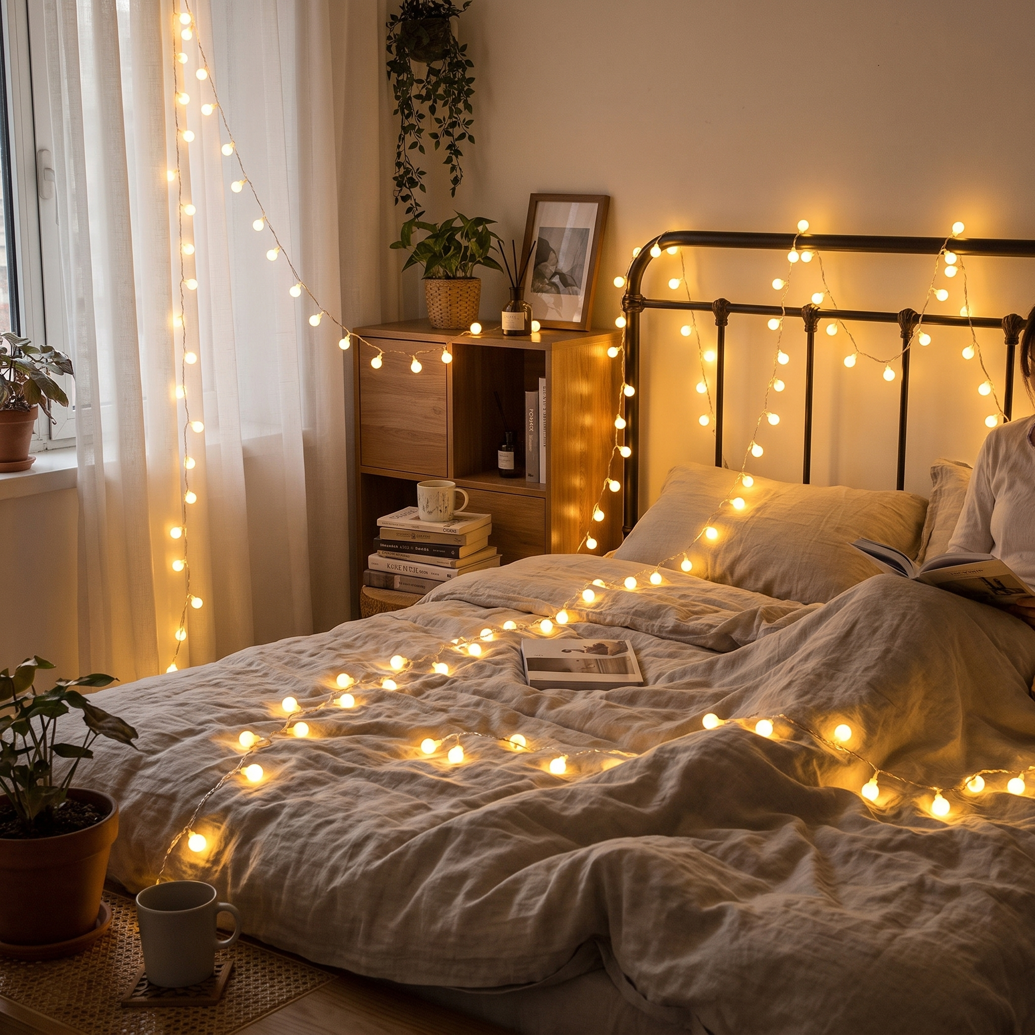 LED-Lichterkette Fairy Lights für drinnen und draußen in warmem Weiß – Lifestyle