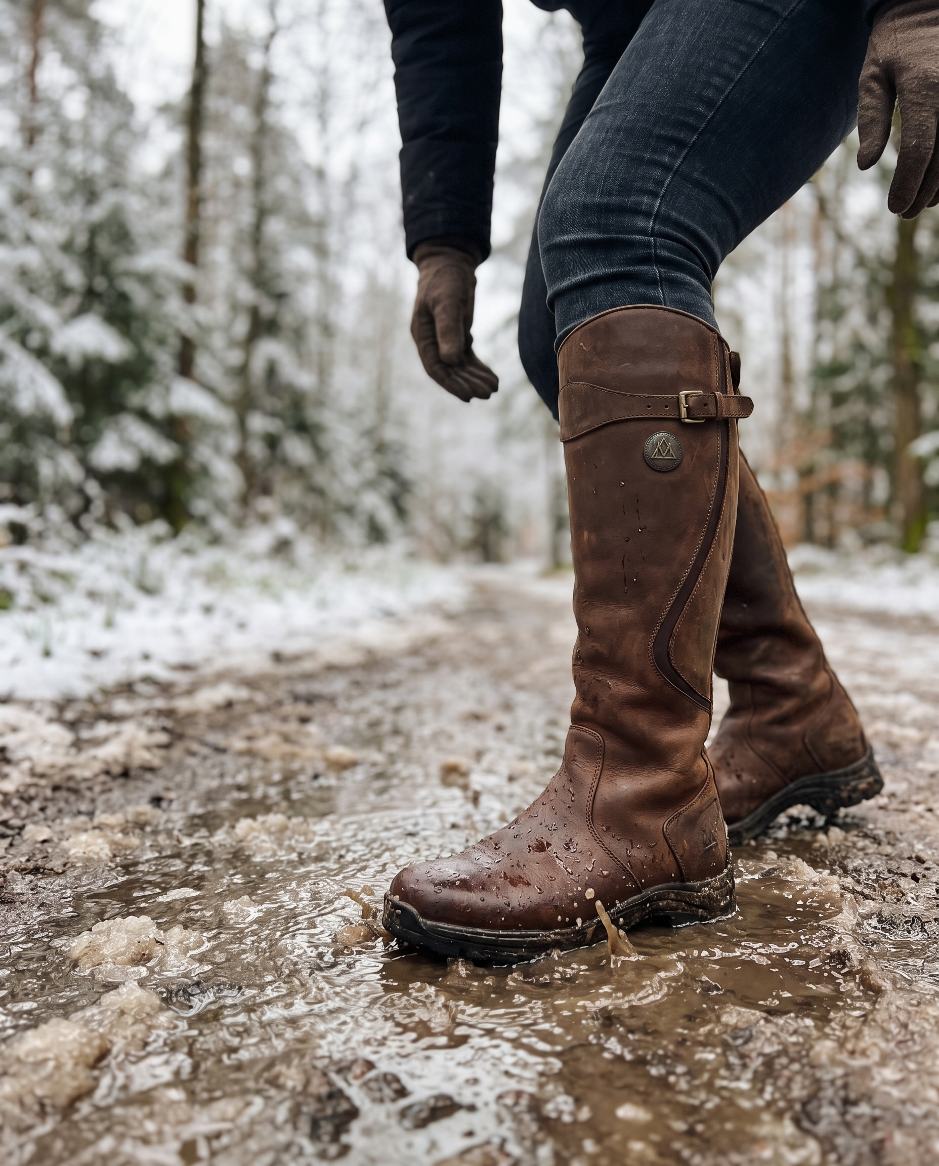 Winterlaarzen Waterdicht Leer Dames in gebruik