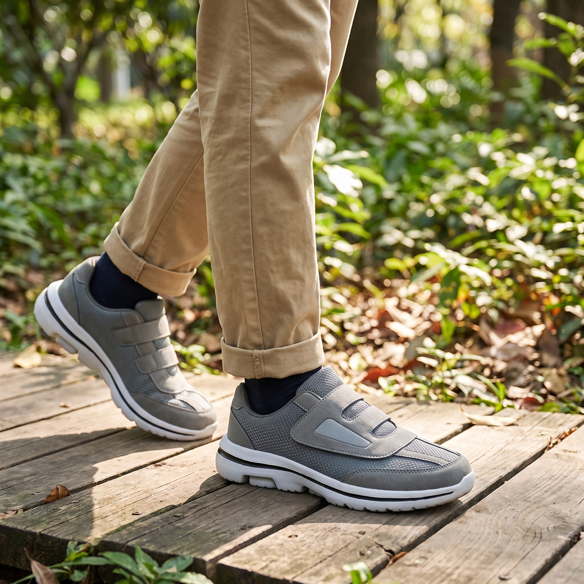 Adjustable Therapeutic Shoes with Hook-and-Loop Fasteners lifestyle