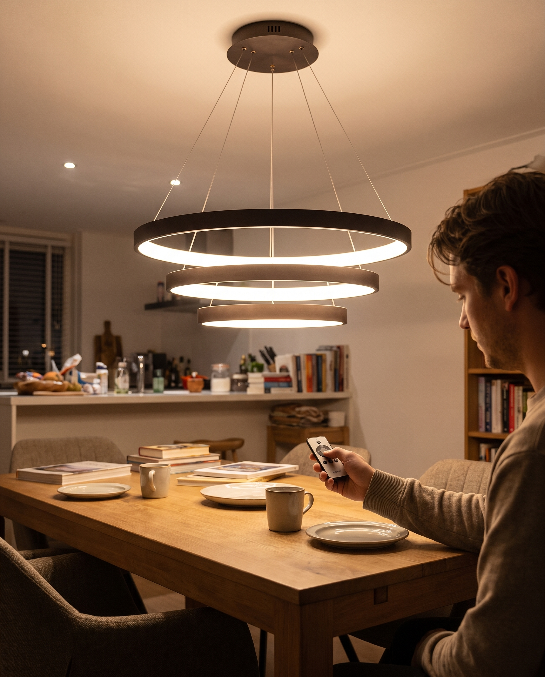 Moderne Led Ring Hanglamp in gebruik