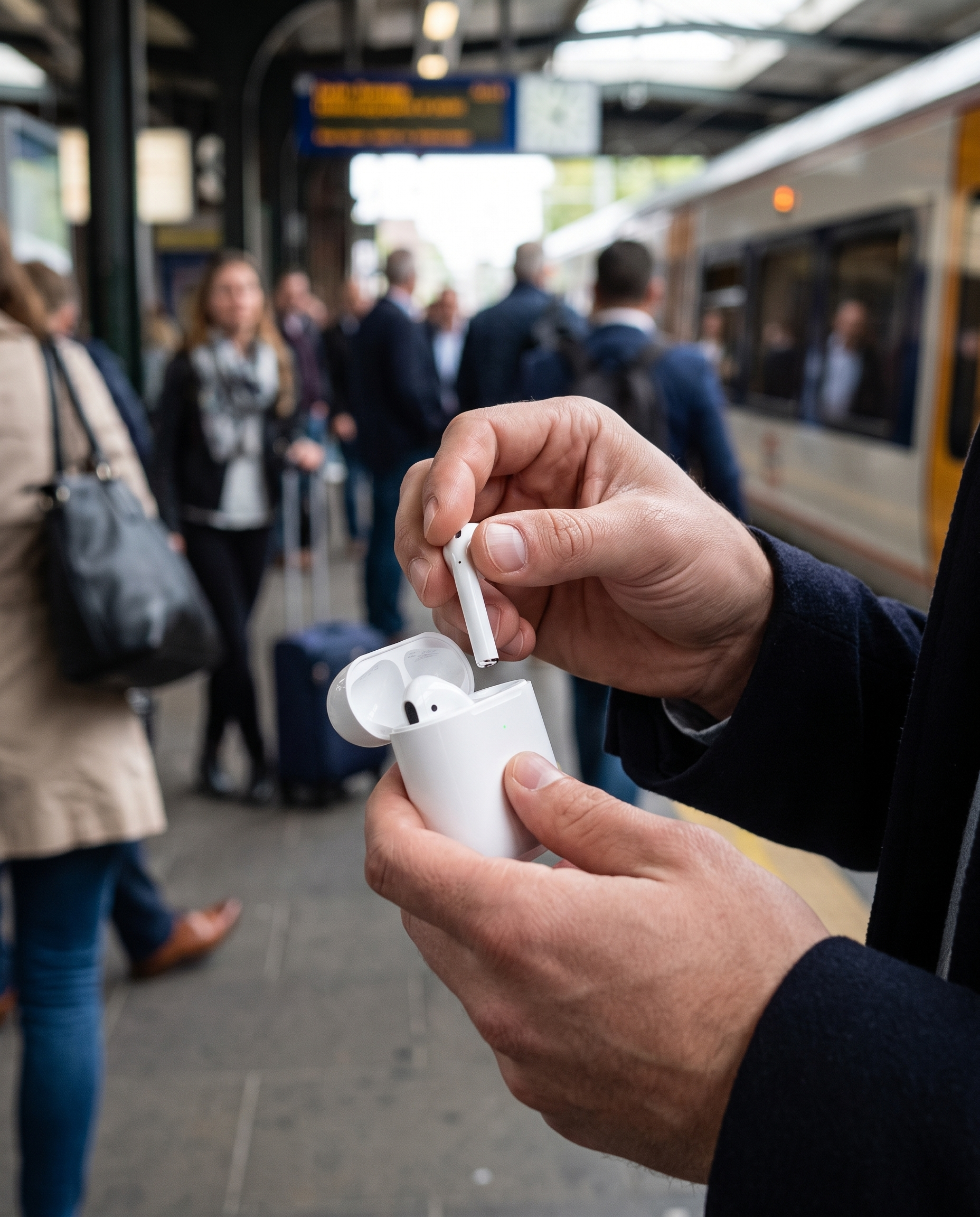Draadloze Bluetooth Oordopjes met Oplaadcase in gebruik