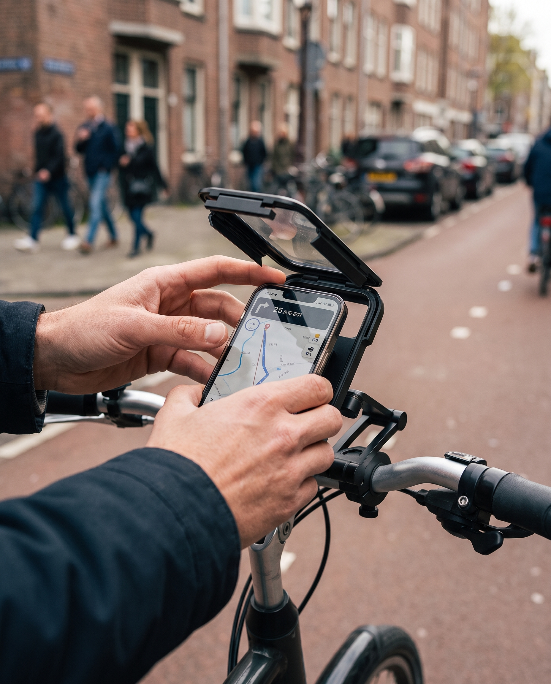 Waterproof 360° Rotating Bike Phone Holder in use