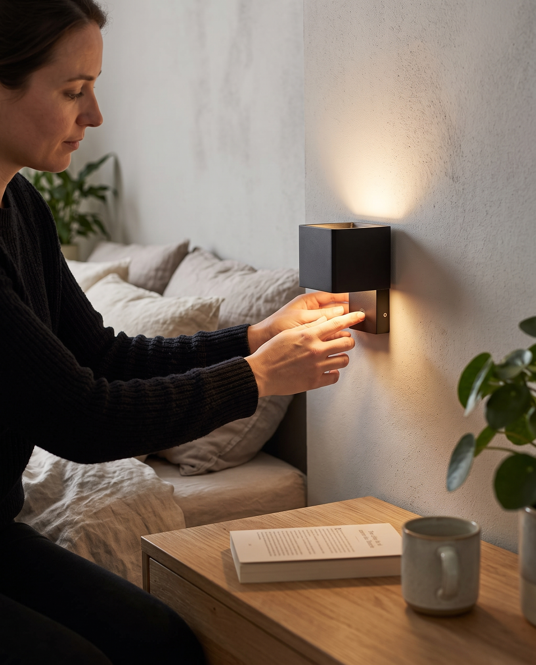 Sansoti | Beruhigende Wandleuchte für das Schlafzimmer – Warmes indirektes Licht in der Anwendung
