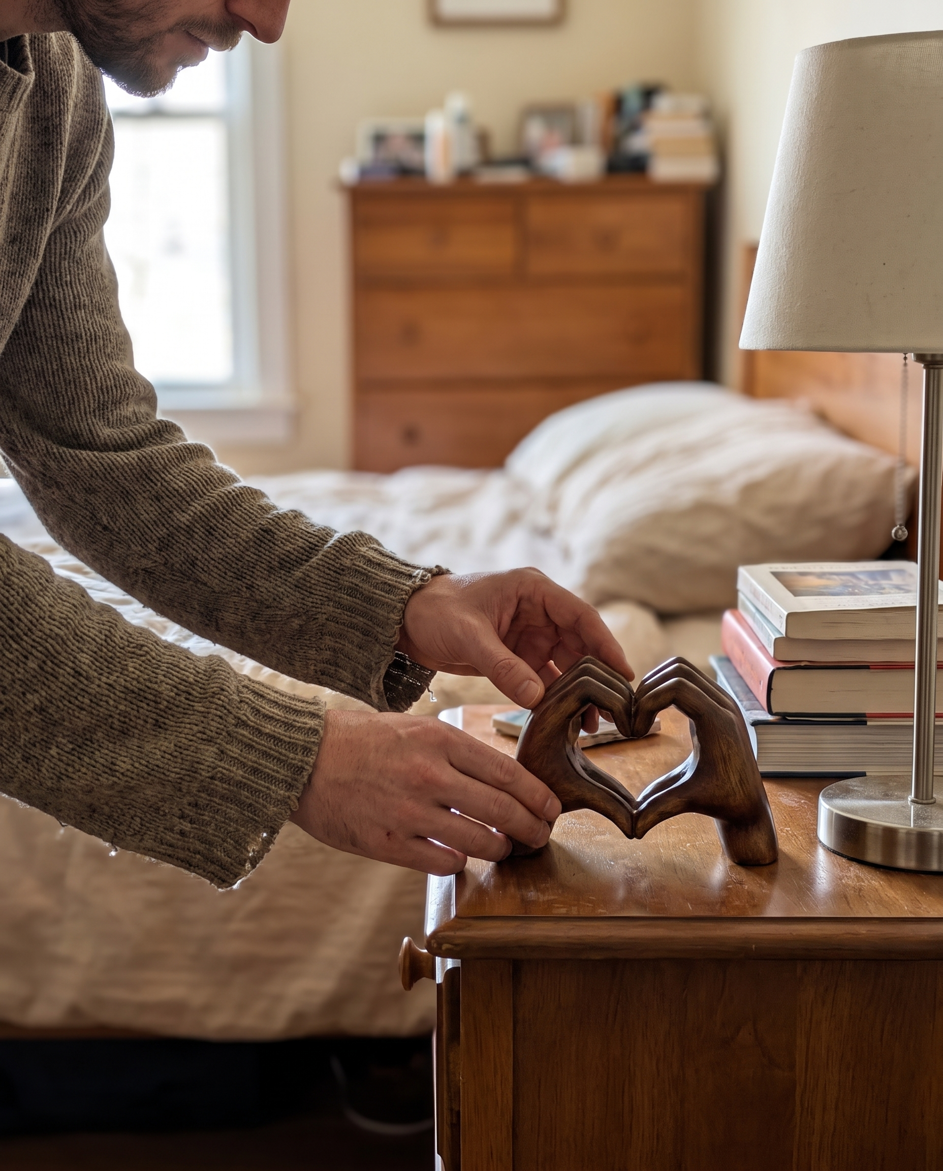 Houten Hart Beeldje – Handgemaakt Liefdessymbool als Decoratie of Cadeau in gebruik