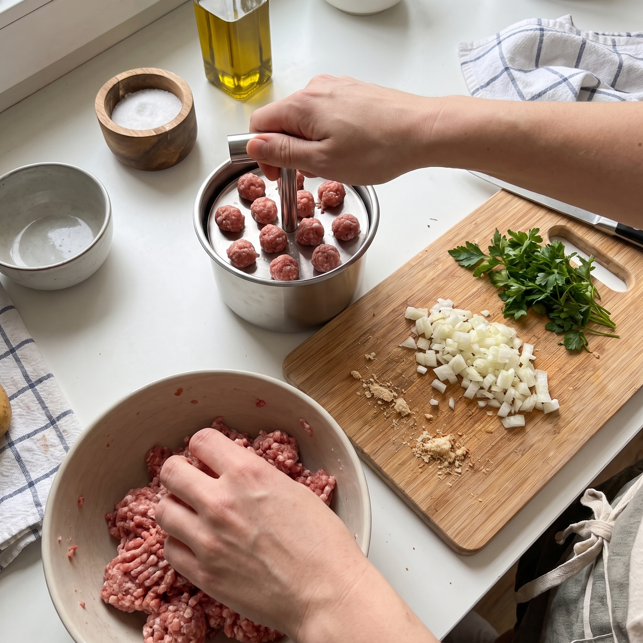 RVS gehaktballenmaker voor gehaktballen, vleesballetjes en falafel lifestyle