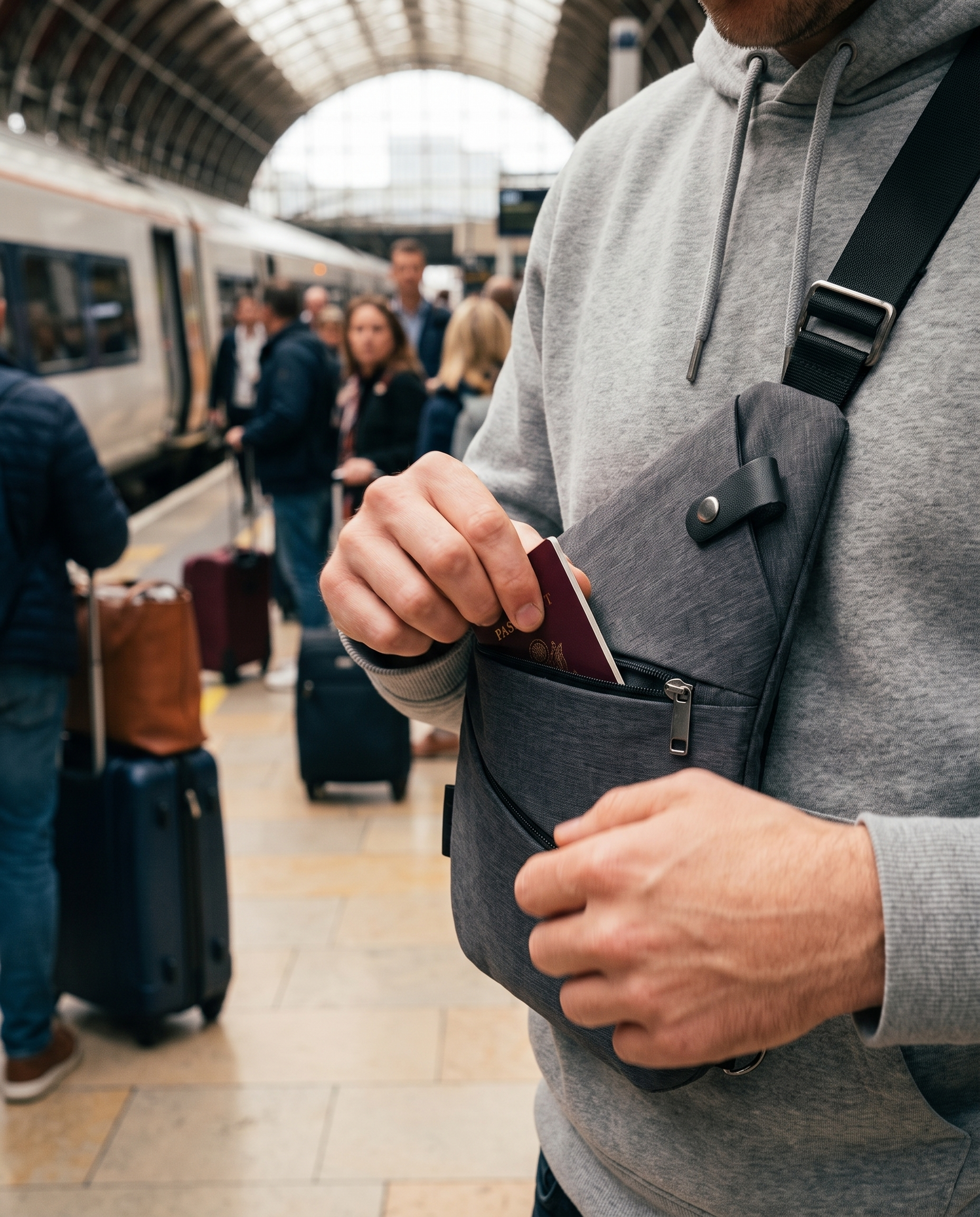 Sac bandoulière avec protection RFID antivol | Sansoti en situation