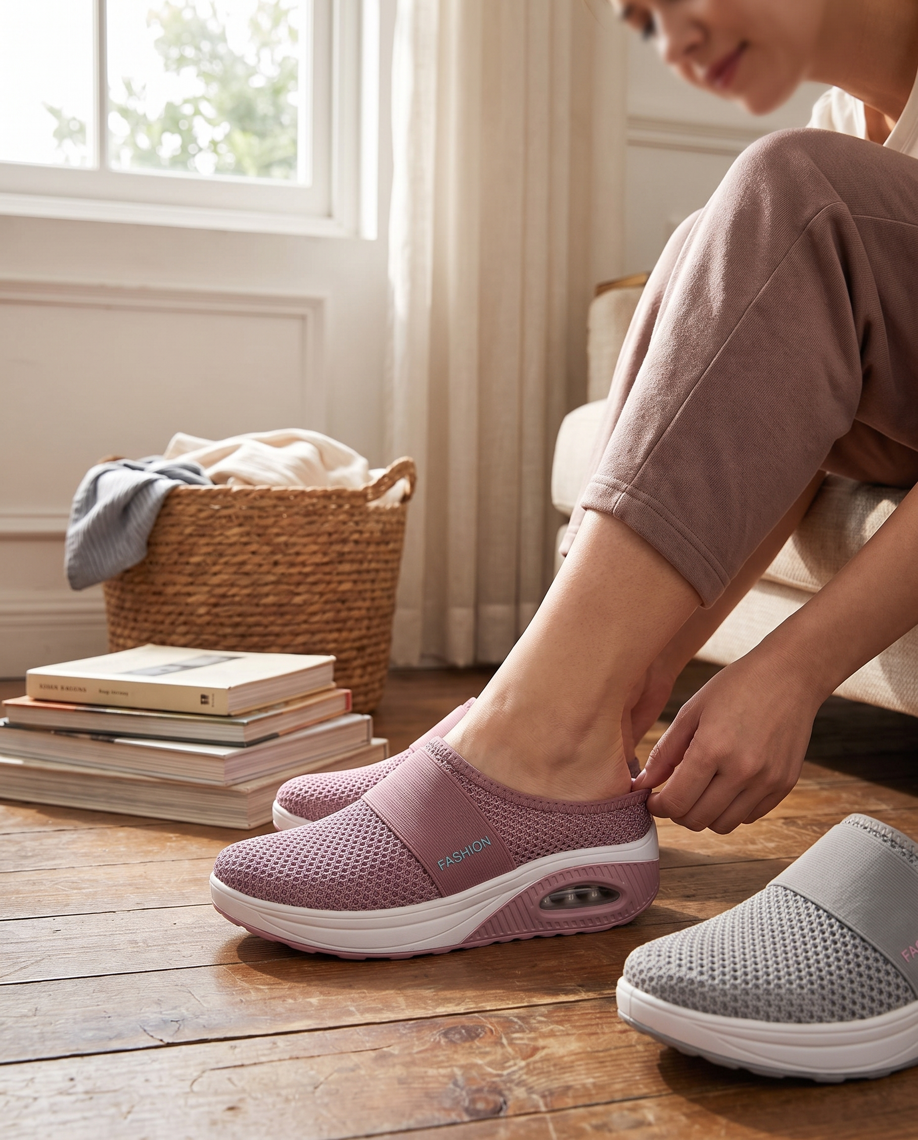 Chaussons orthopédiques à coussin d’air, chaussures ergonomiques à enfiler | Sansoti en situation