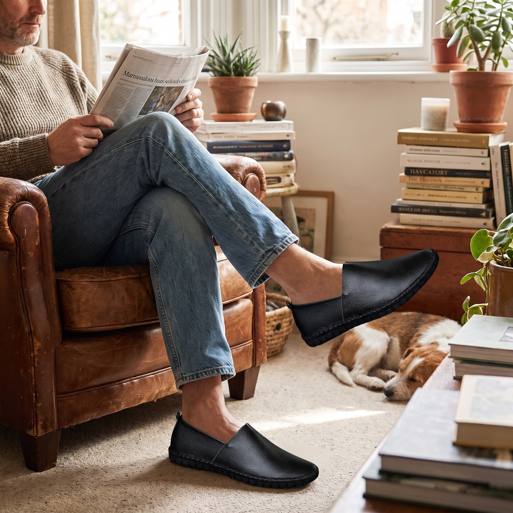 Antislip Herenpantoffels Canvas lifestyle