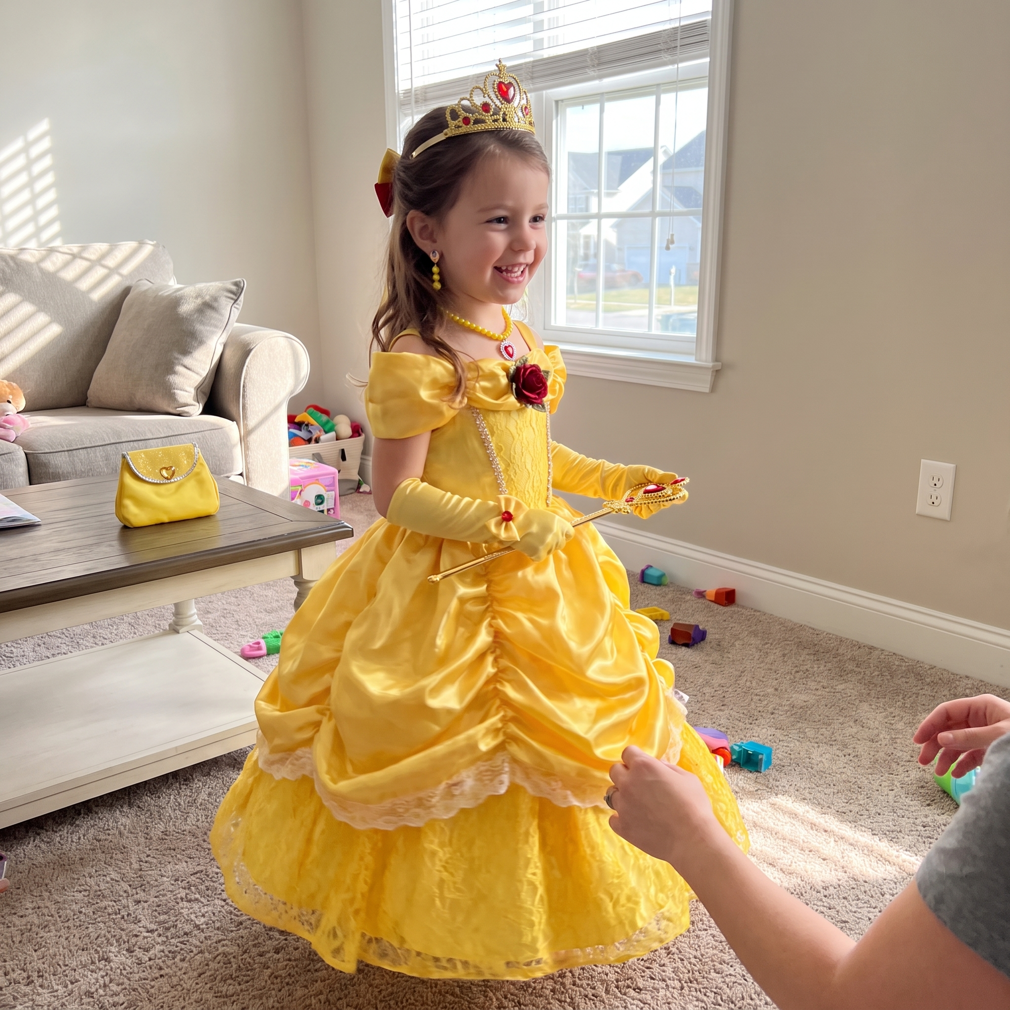 Girls Princess Gown Costume with Tiara and Gloves lifestyle
