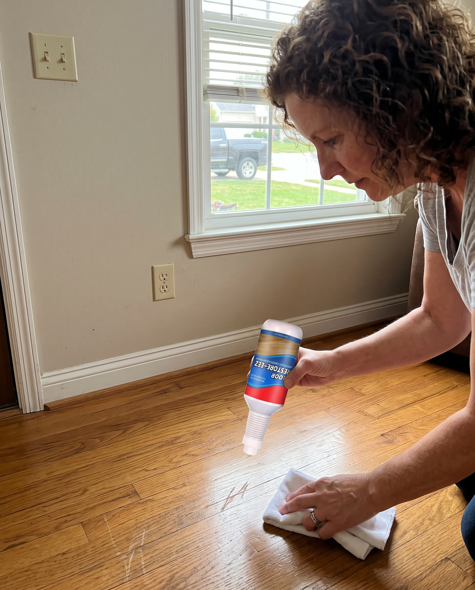 Hardwood Floor Restorer & Scratch Repair Treatment in use