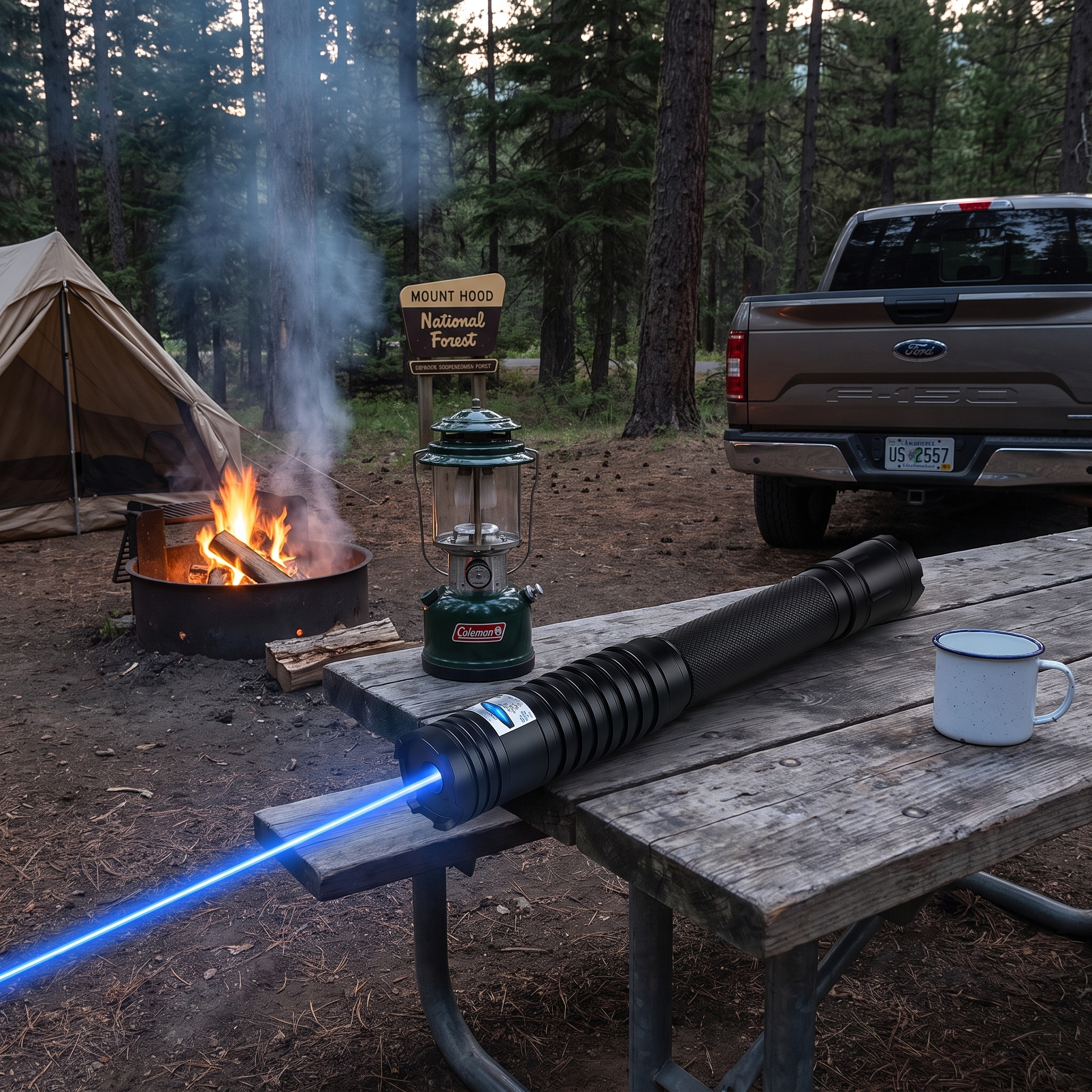 High-Power Blue Laser Pointer 450nm Adjustable Focus Aluminum Flashlight lifestyle