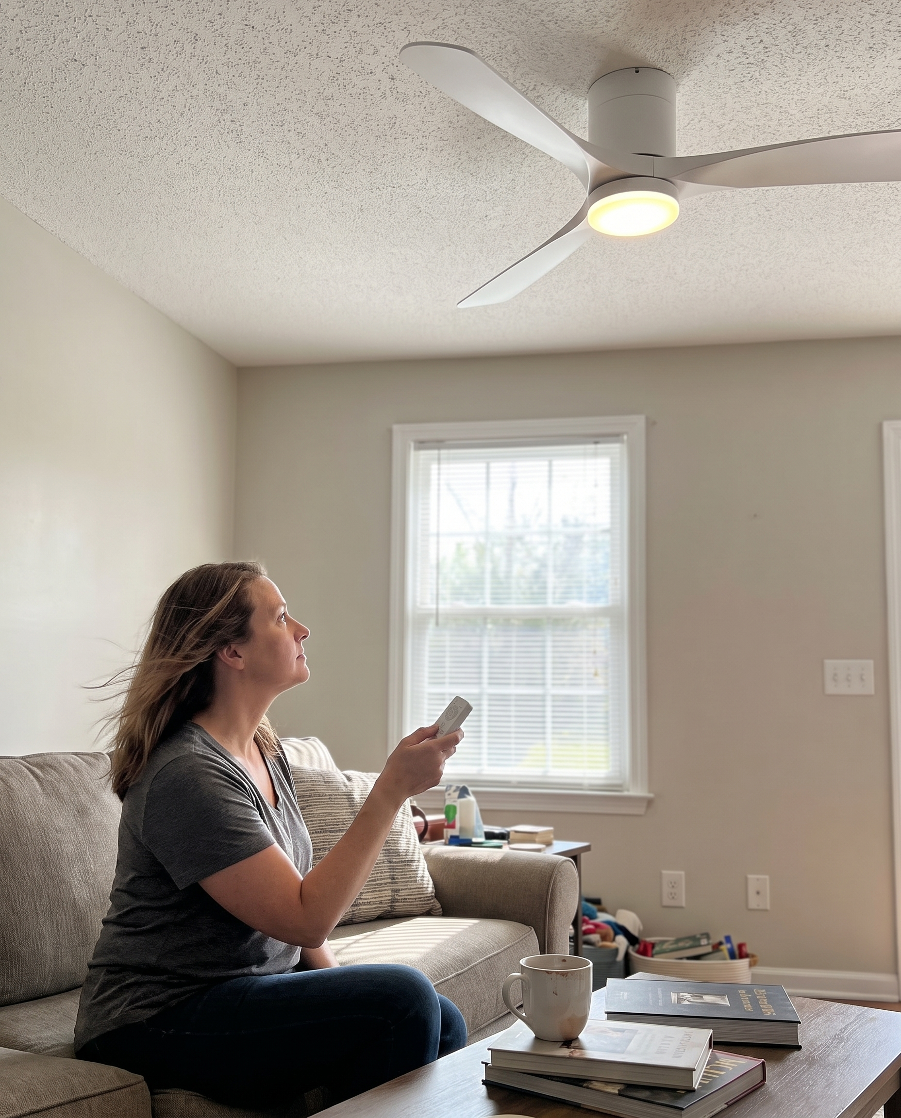 Ceiling Fan with LED Light Whisper-Quiet 6-Speed Reversible Fan in use
