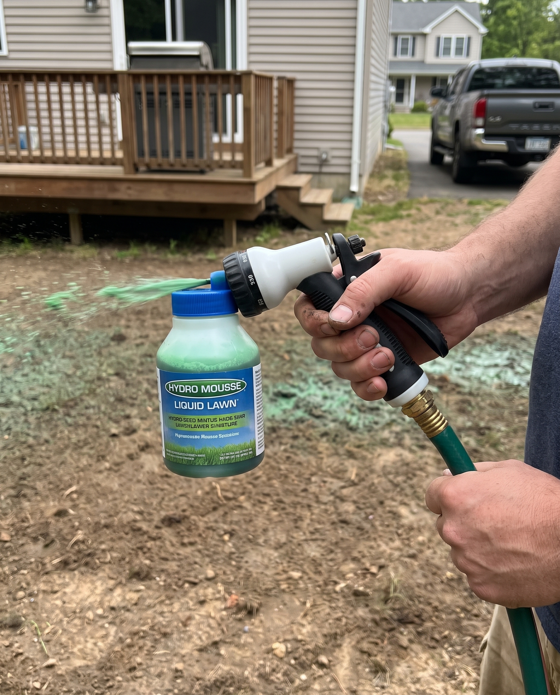 Spray-On Grass Seed Hydro Seeding System in use