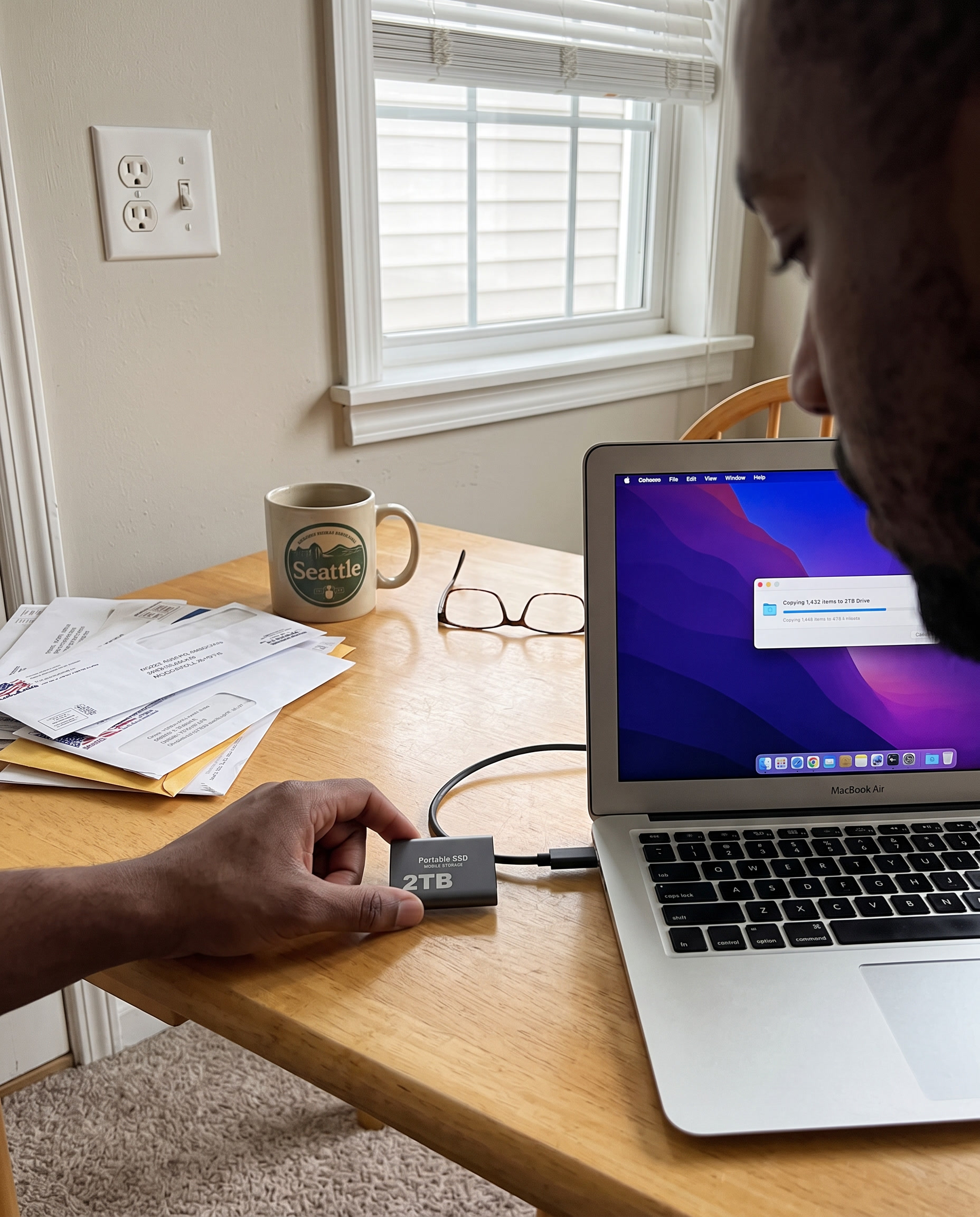 2TB Portable Solid State Drive in use