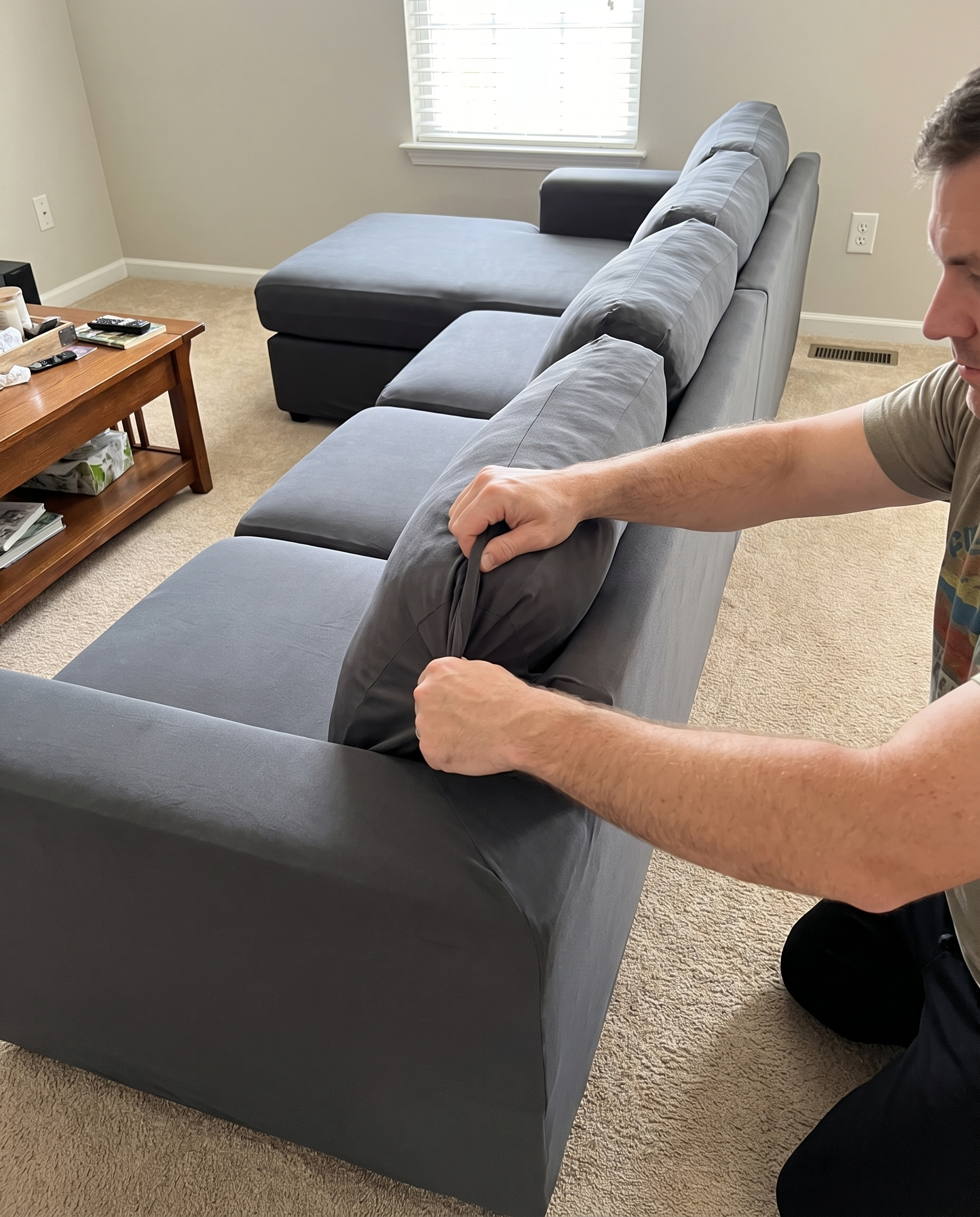 Waterproof Stretch Couch Slipcover in use